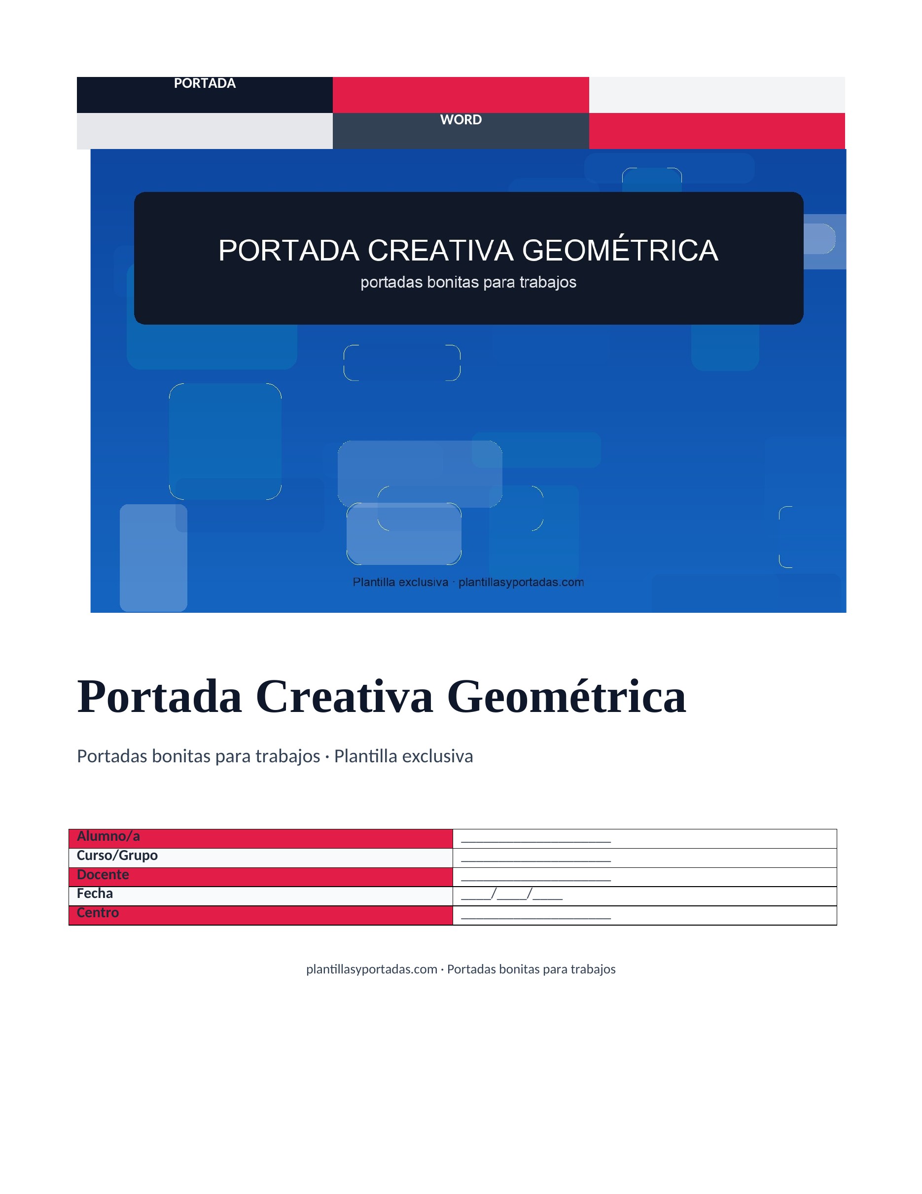 Portadas bonitas para trabajos Portada Creativa Geométrica