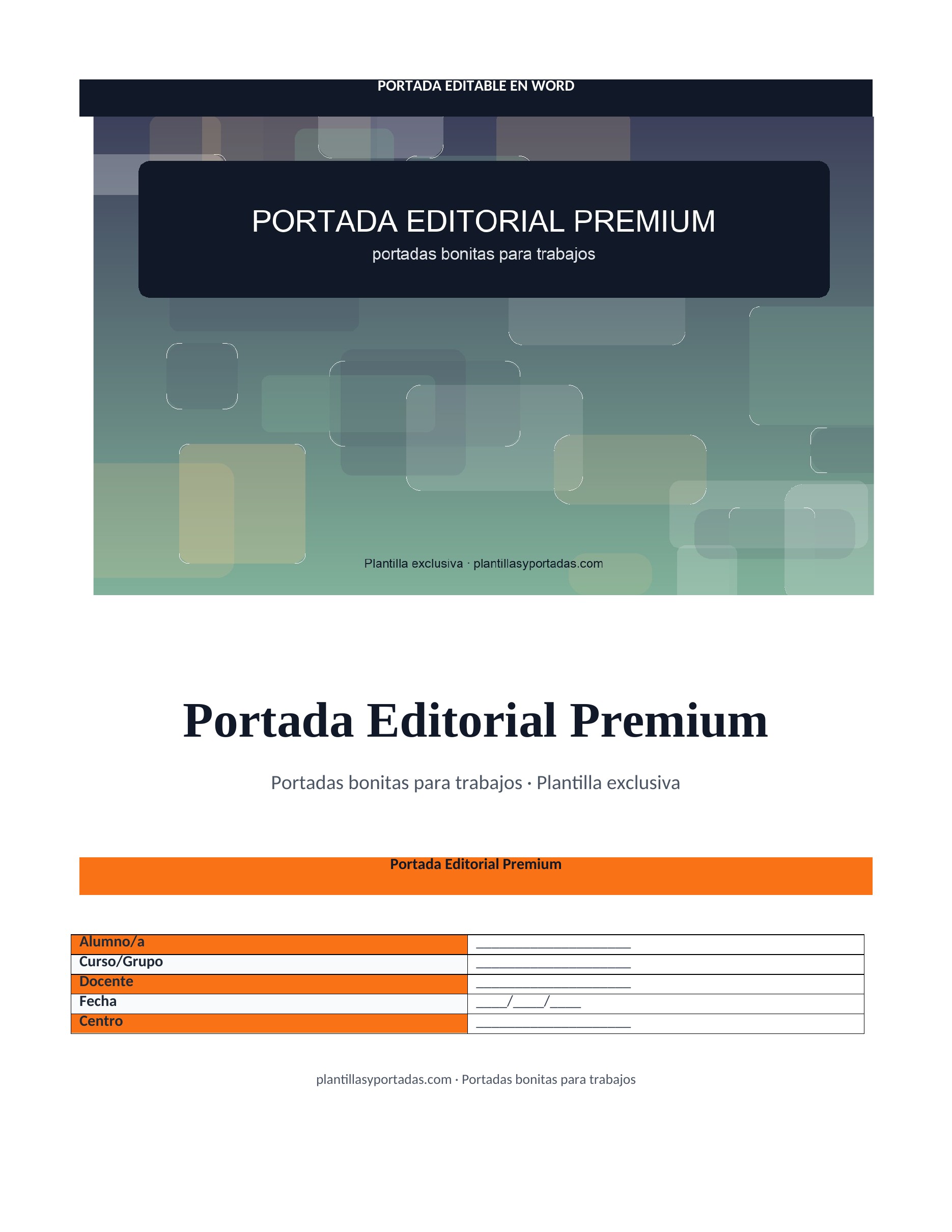 Portadas bonitas para trabajos Portada Editorial Premium