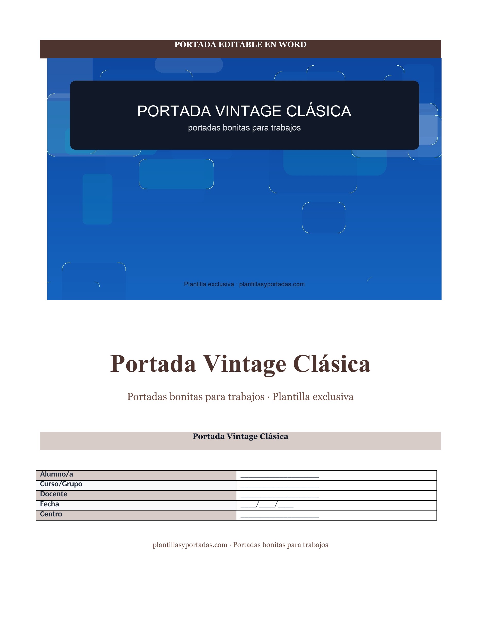 Portadas bonitas para trabajos Portada Vintage Clásica