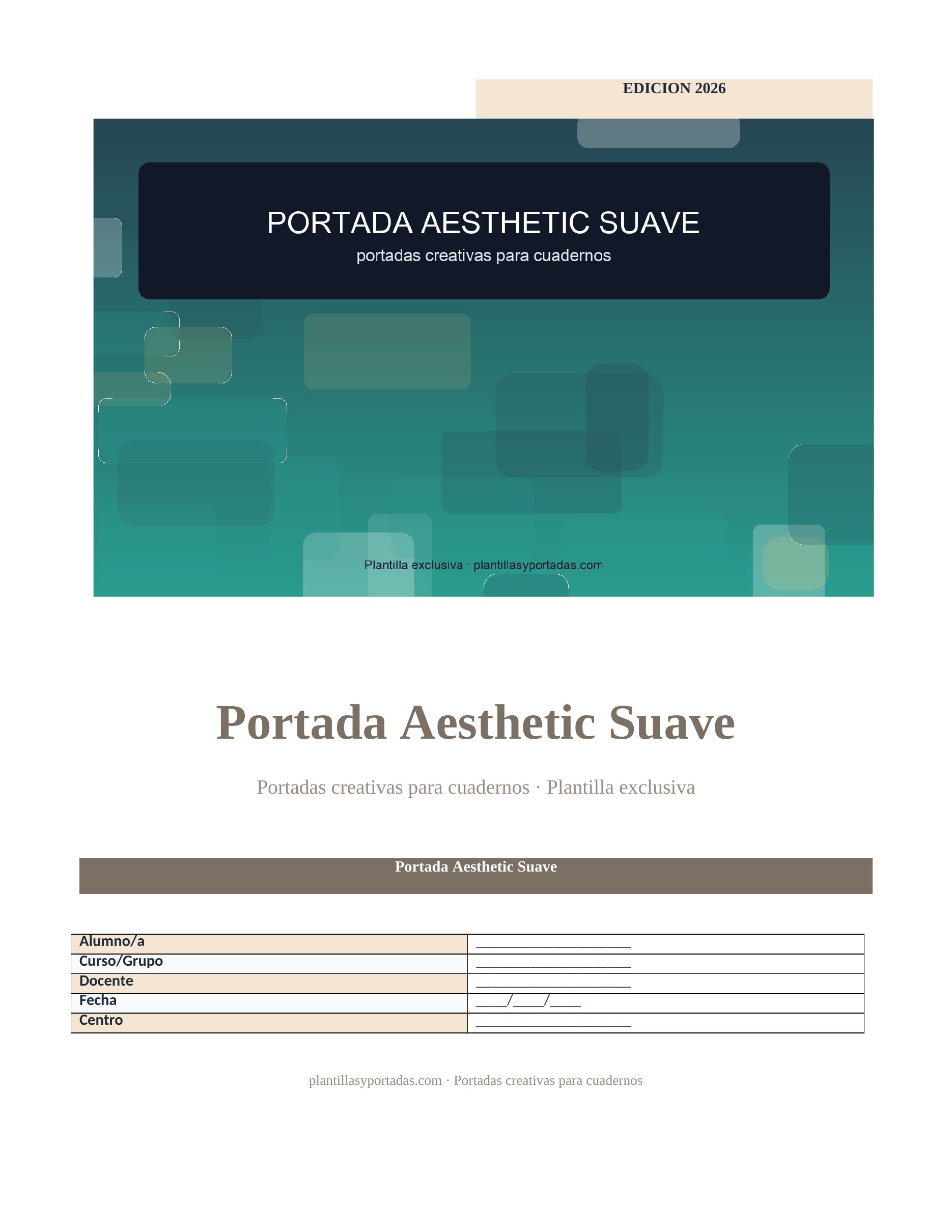 Portadas creativas para cuadernos Portada Aesthetic Suave