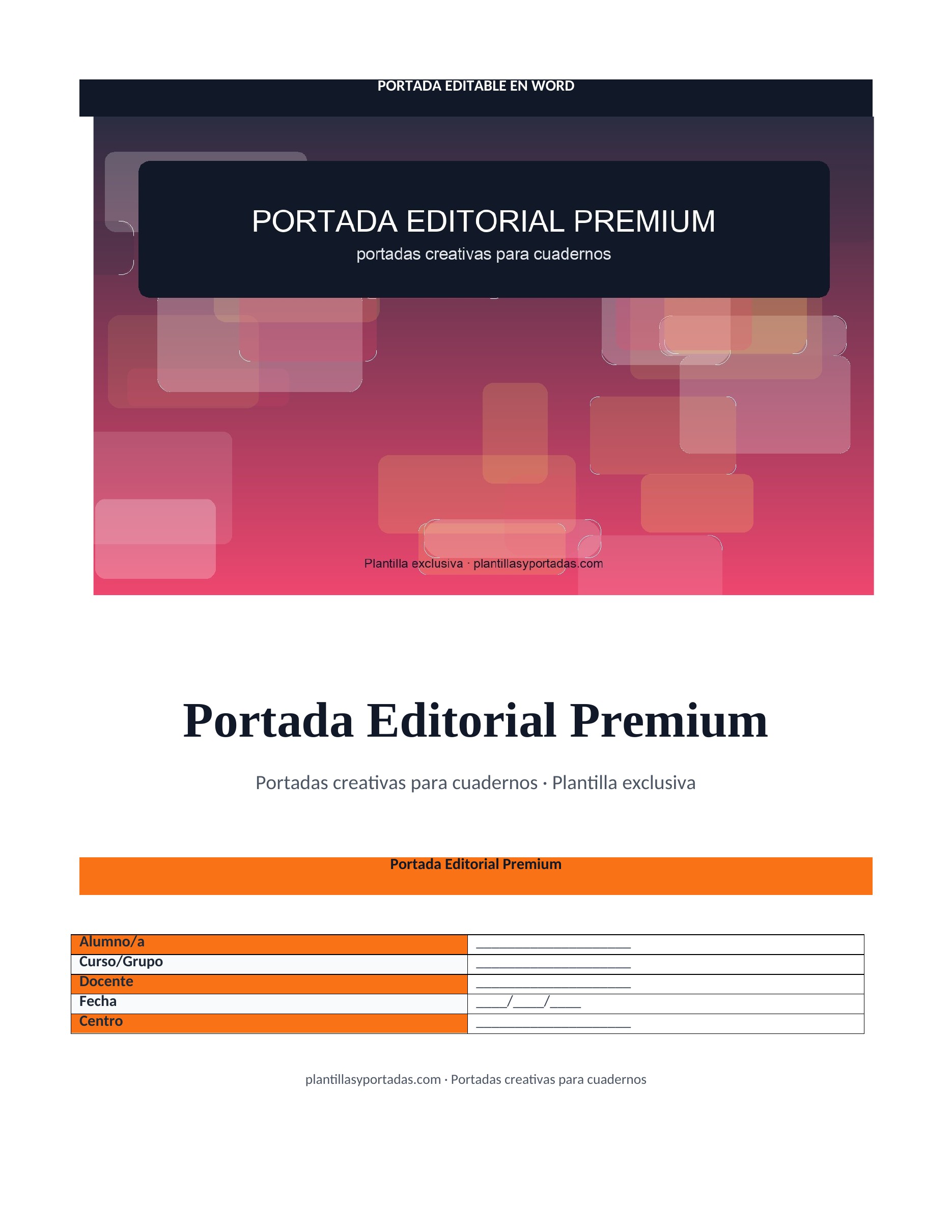 Portadas creativas para cuadernos Portada Editorial Premium