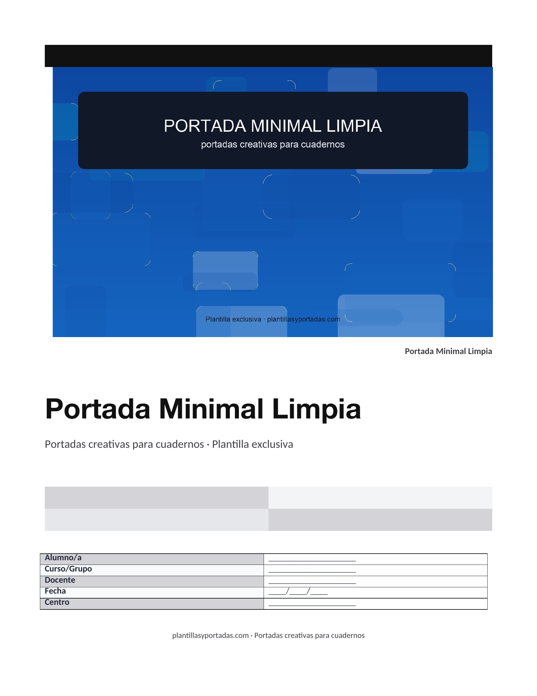 Portadas creativas para cuadernos Portada Minimal Limpia