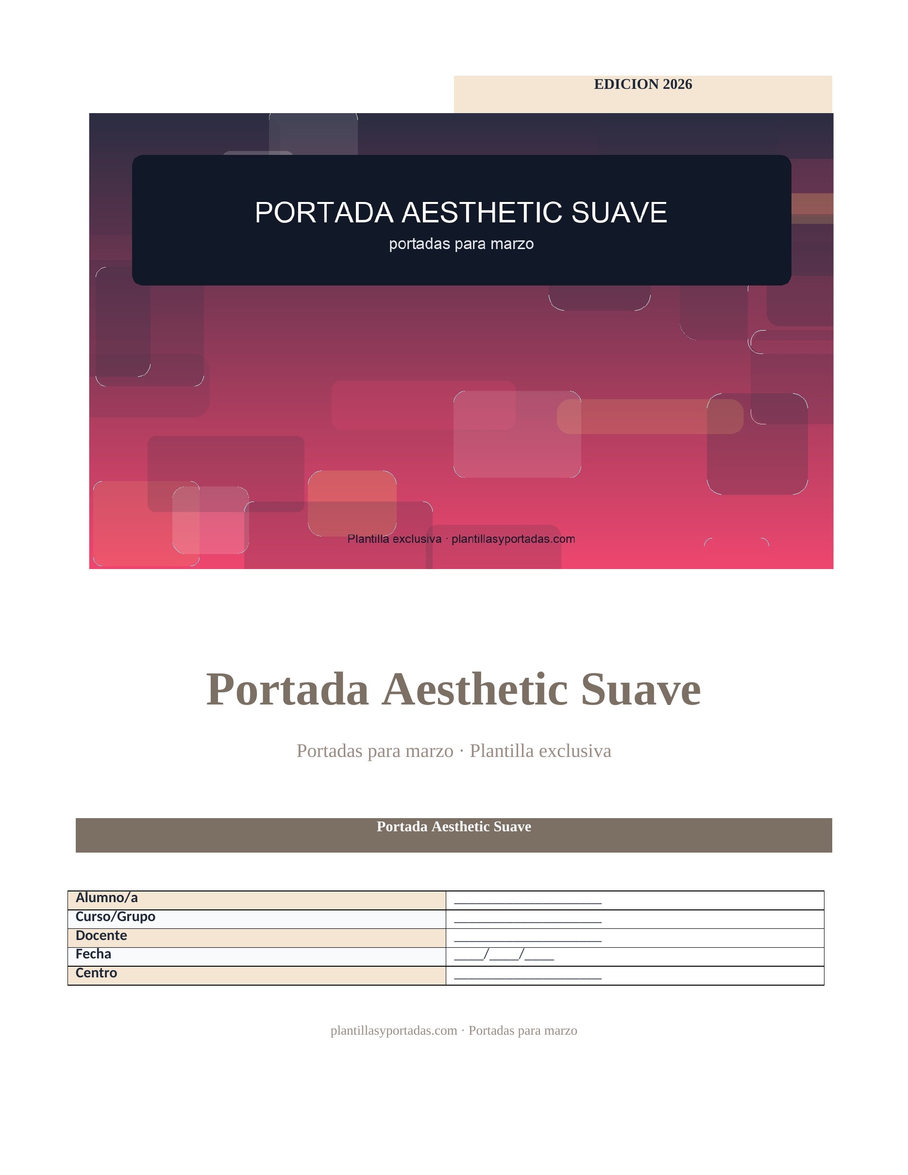 Portadas para marzo Portada Aesthetic Suave
