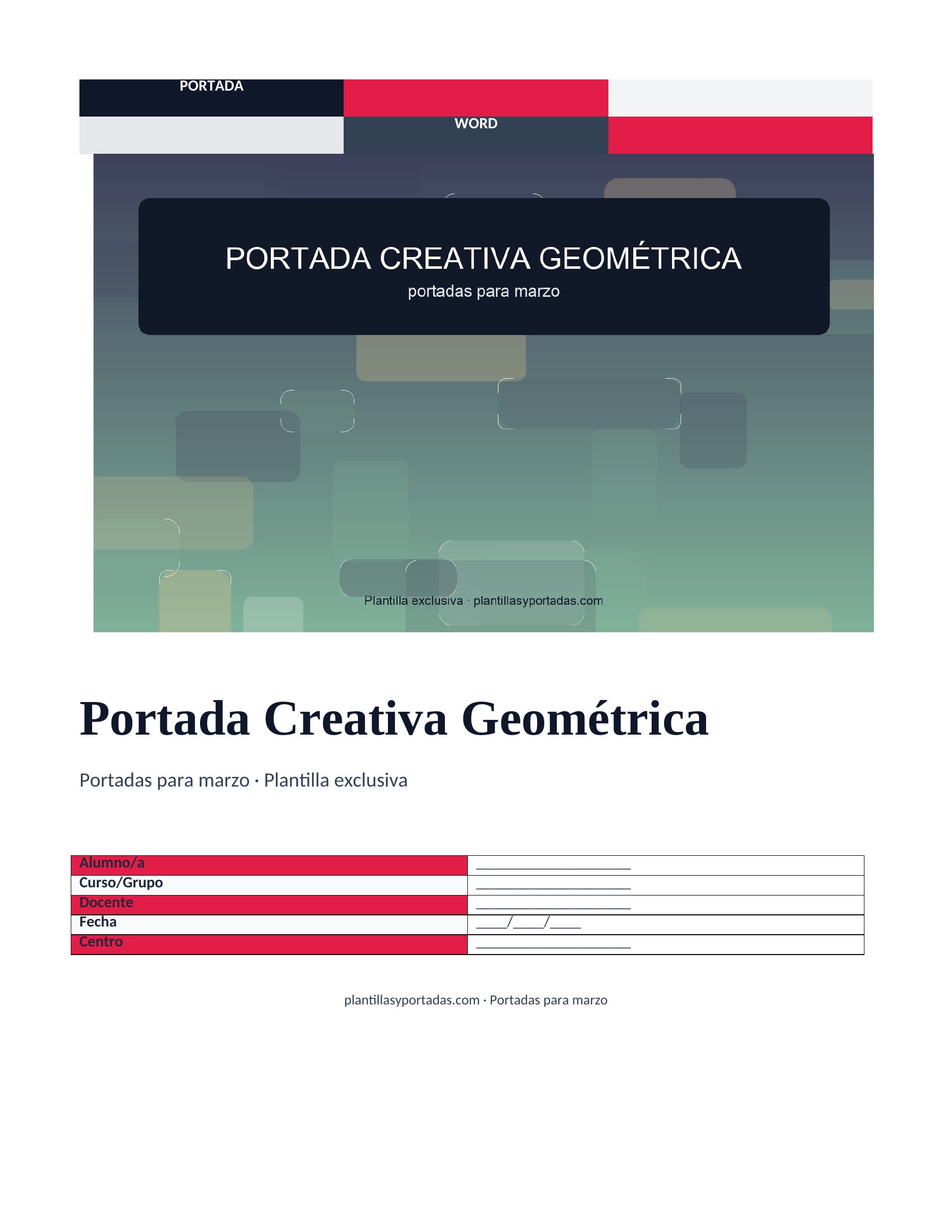 Portadas para marzo Portada Creativa Geométrica