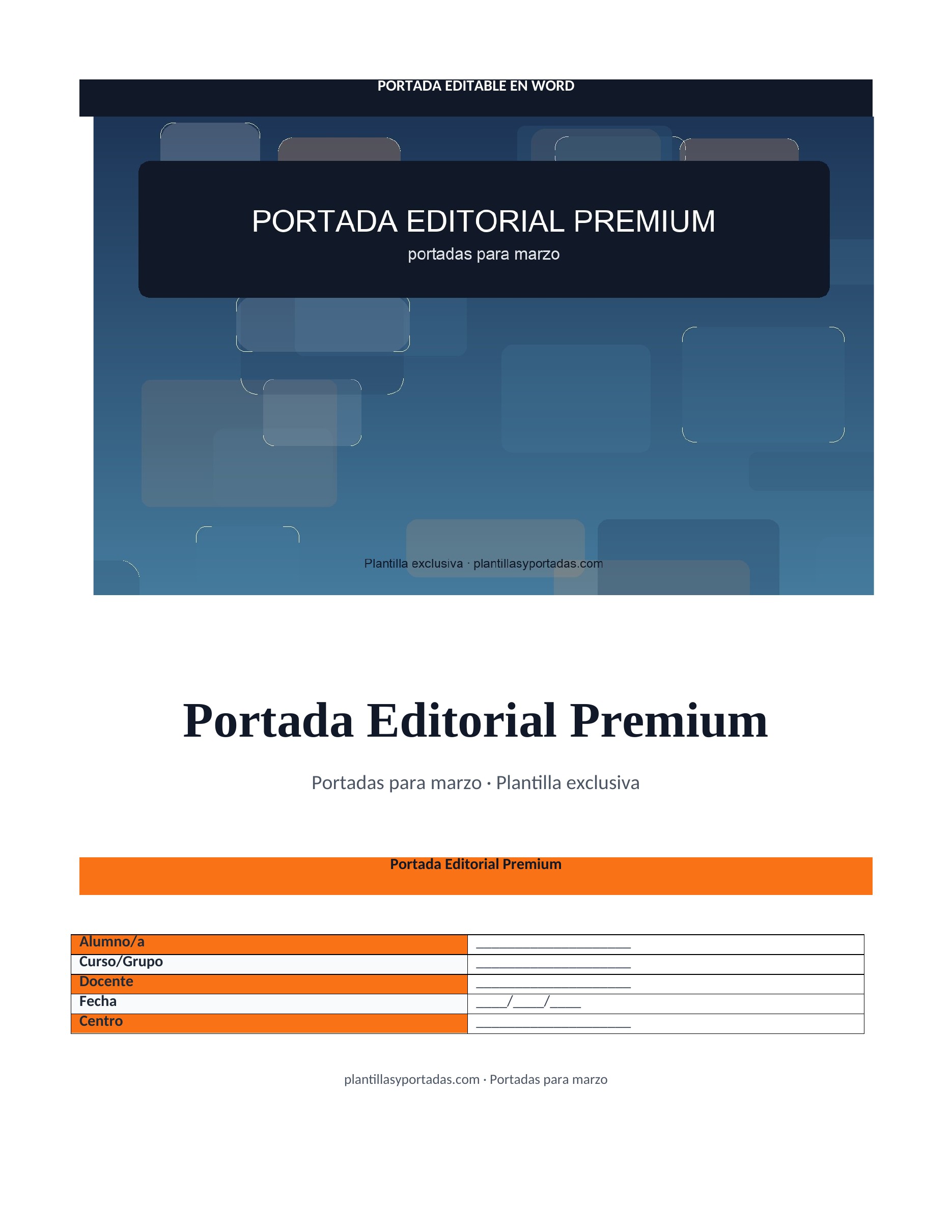 Portadas para marzo Portada Editorial Premium