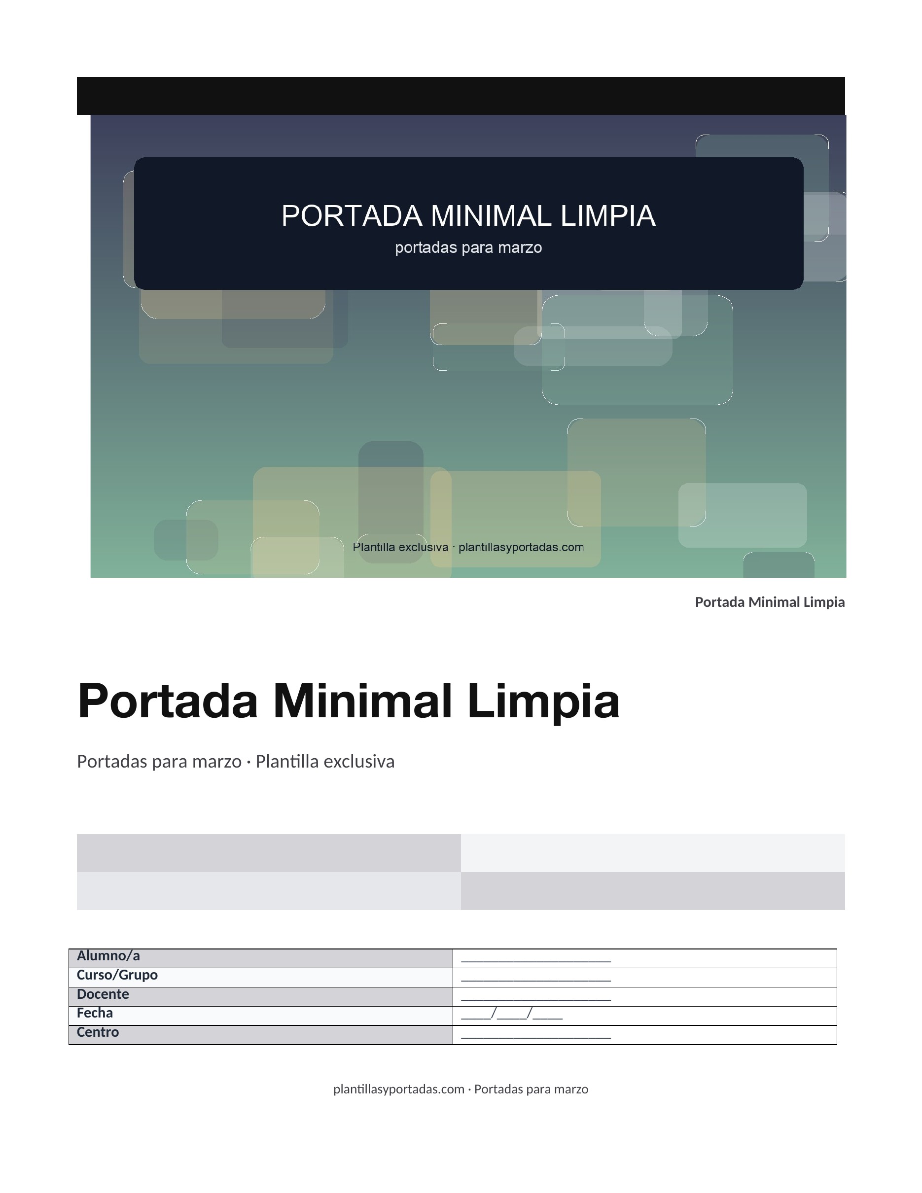Portadas para marzo Portada Minimal Limpia