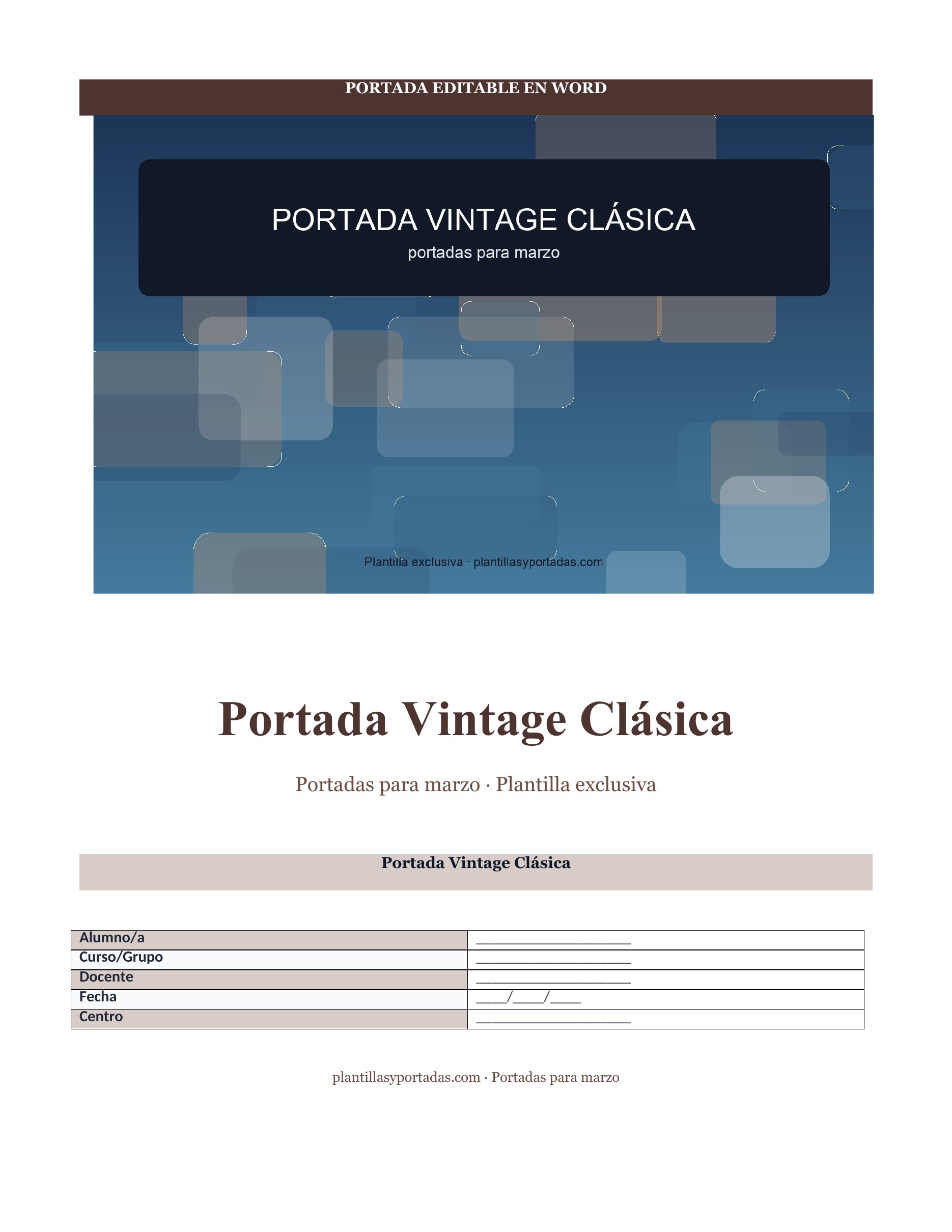Portadas para marzo Portada Vintage Clásica