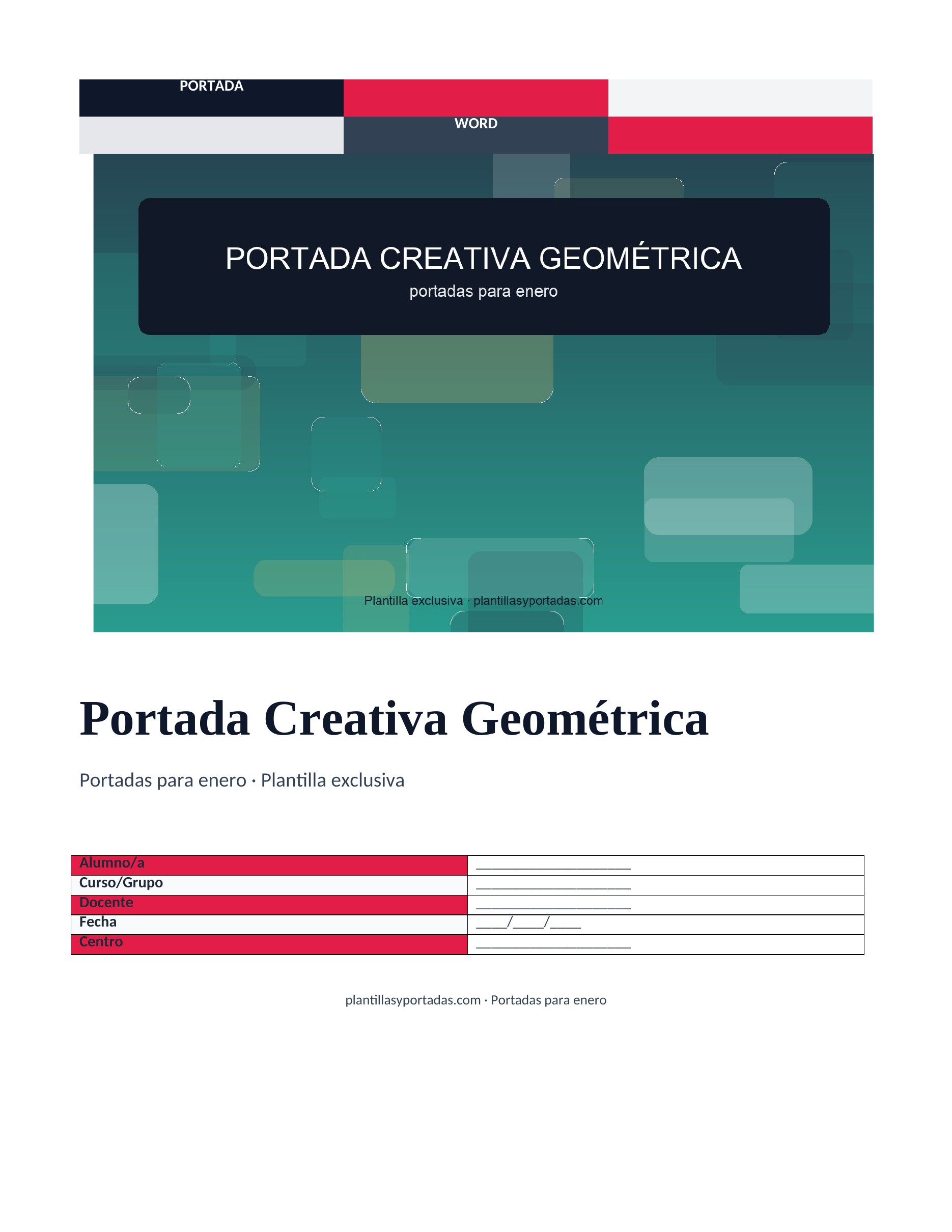 Portadas para enero Portada Creativa Geométrica