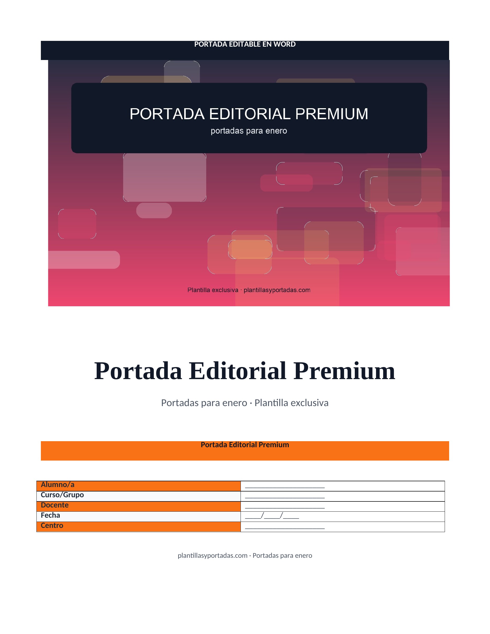 Portadas para enero Portada Editorial Premium