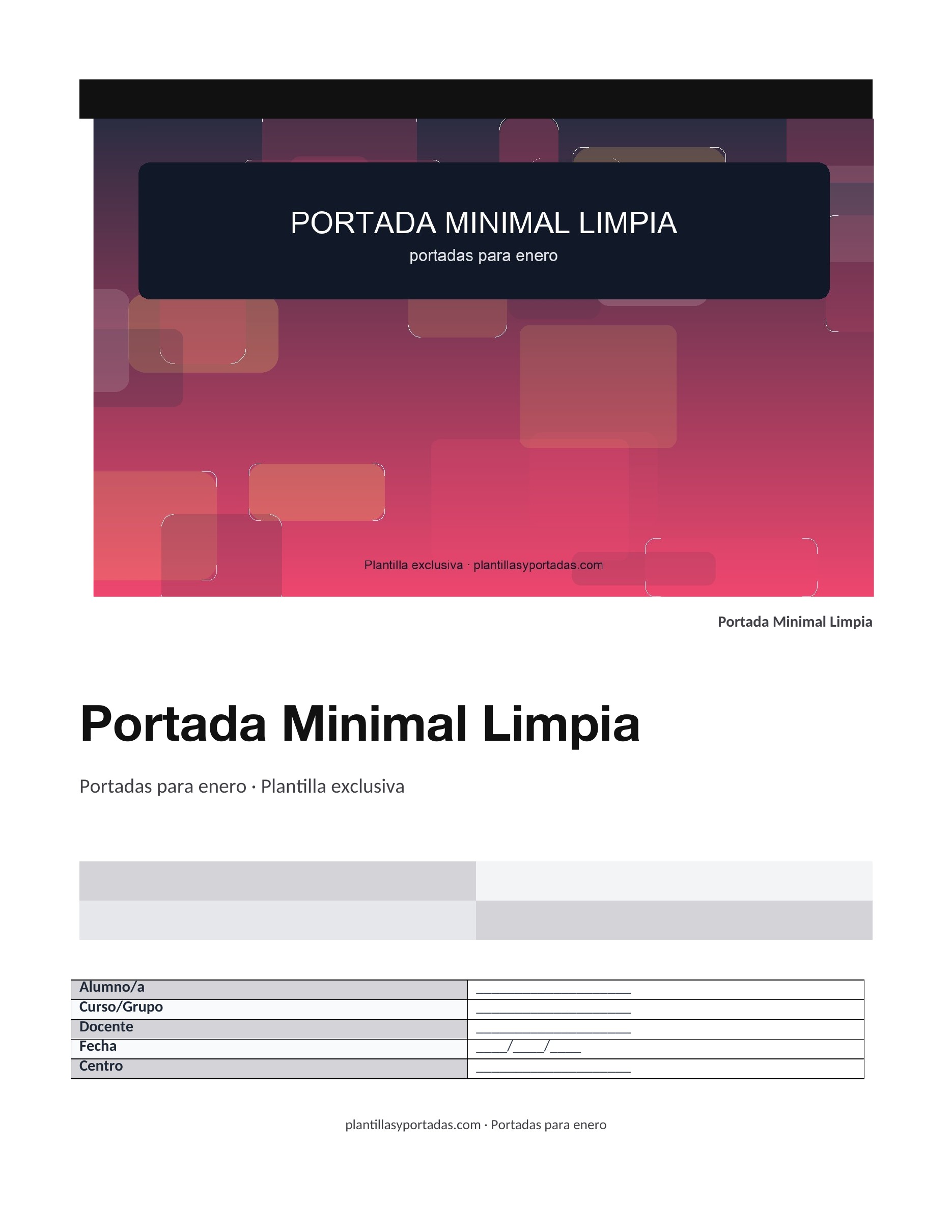 Portadas para enero Portada Minimal Limpia