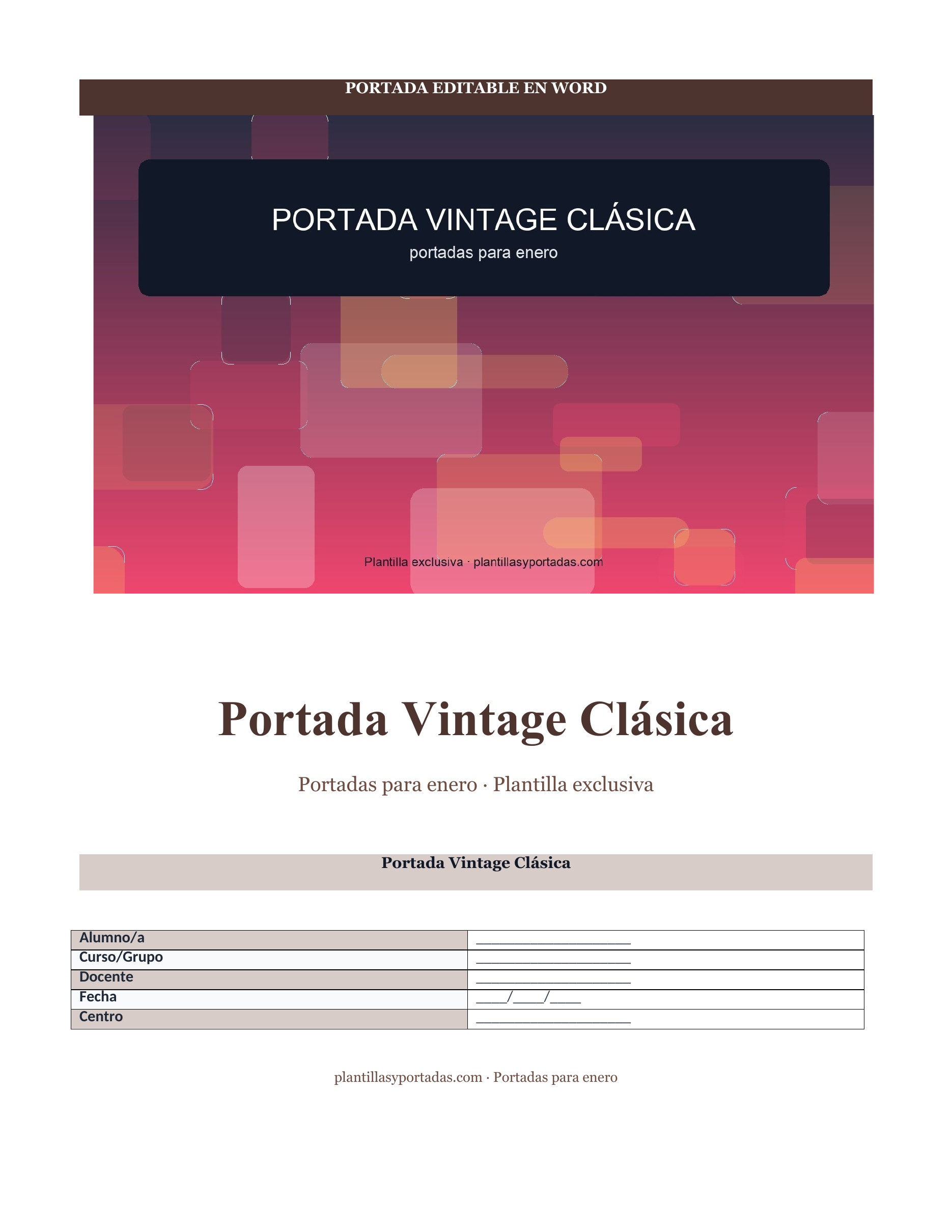 Portadas para enero Portada Vintage Clásica