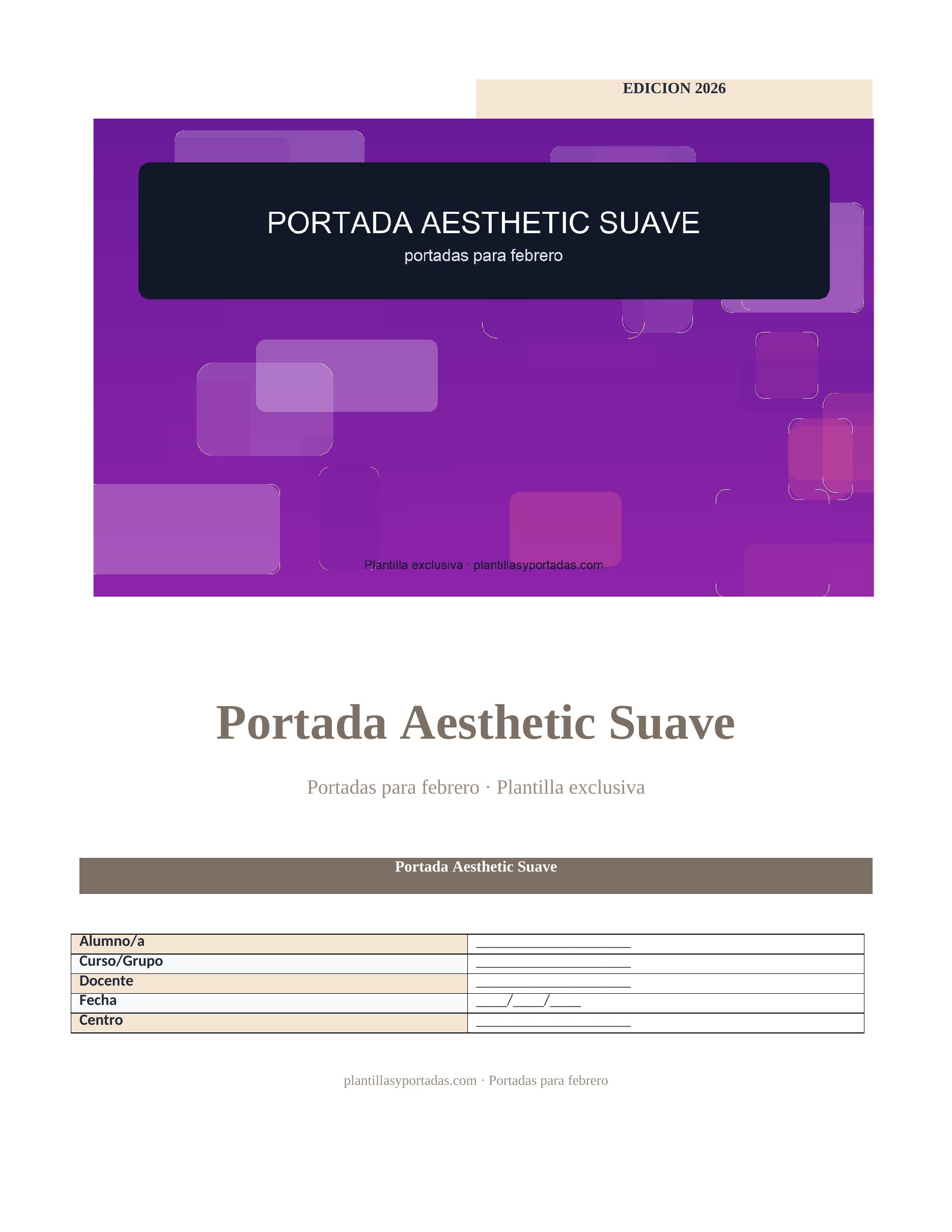 Portadas para febrero Portada Aesthetic Suave