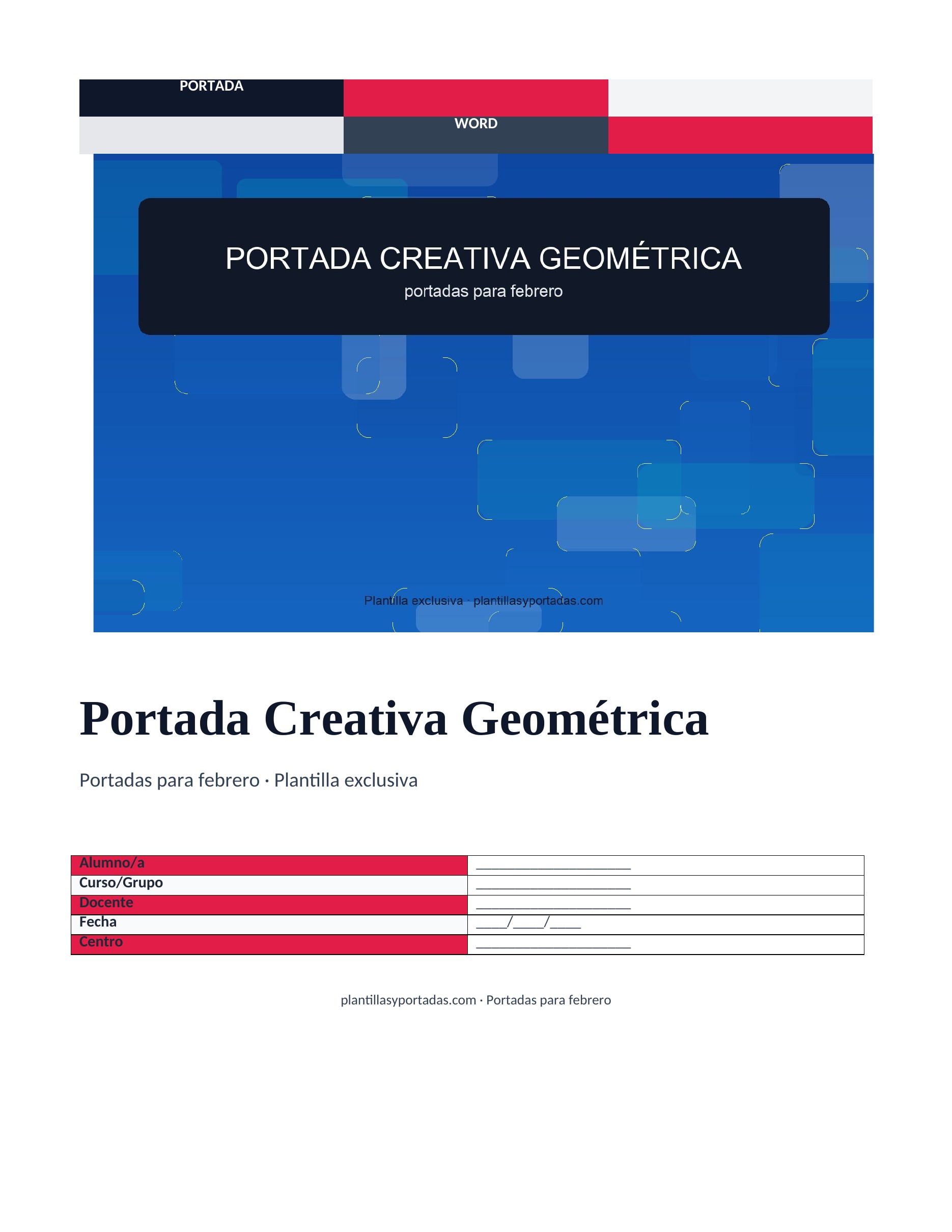 Portadas para febrero Portada Creativa Geométrica