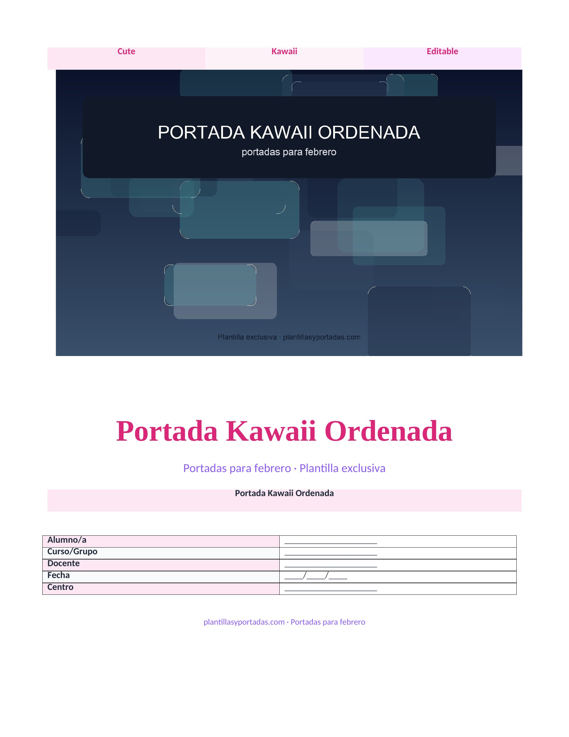 Portadas para febrero Portada Kawaii Ordenada