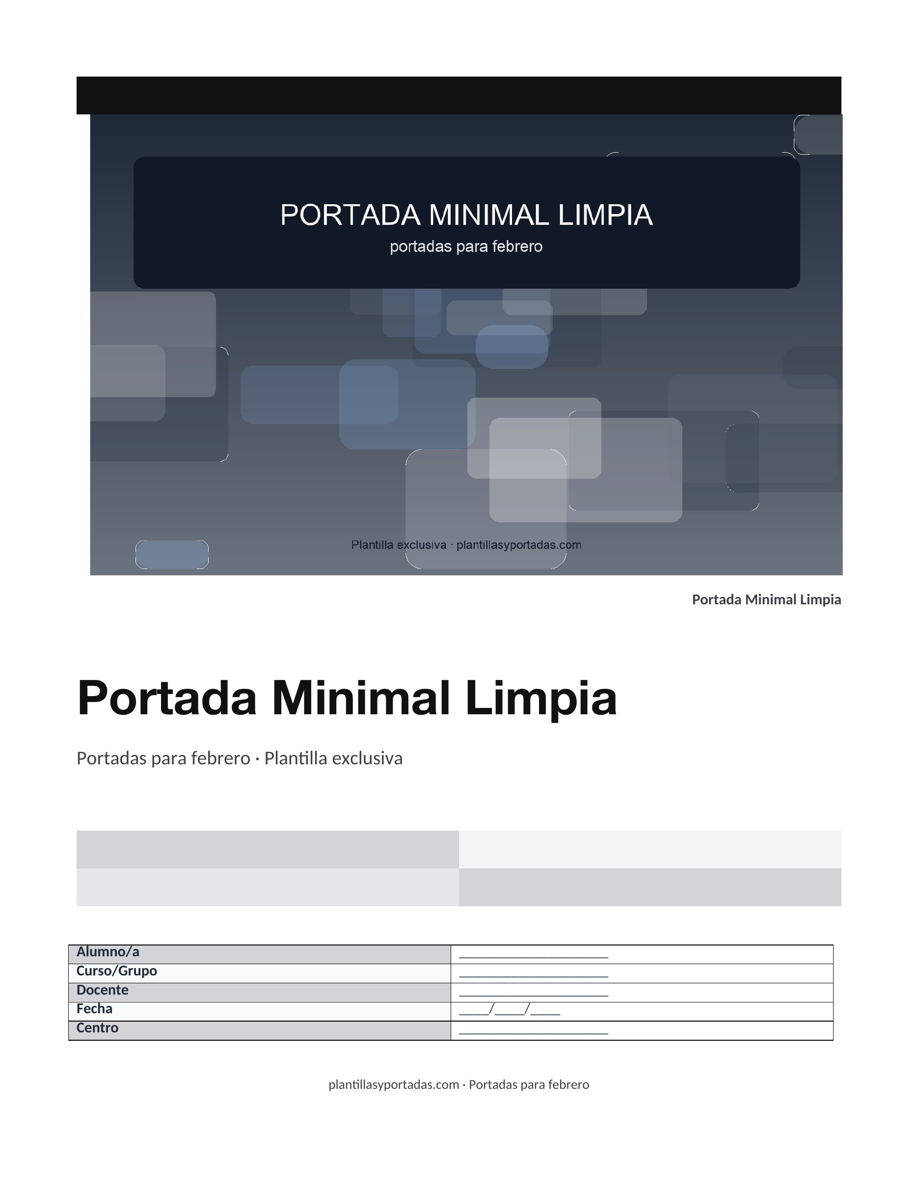 Portadas para febrero Portada Minimal Limpia