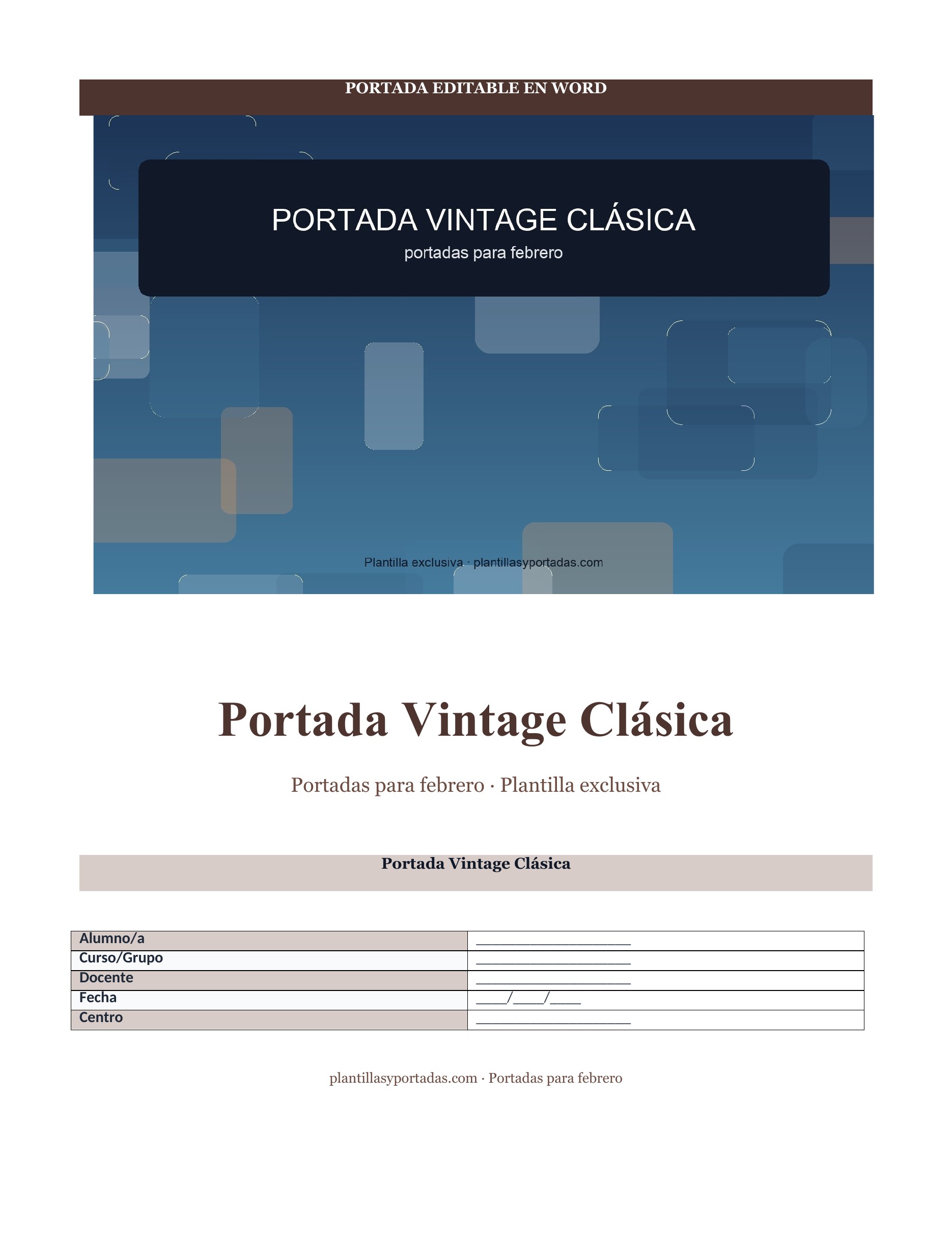 Portadas para febrero Portada Vintage Clásica