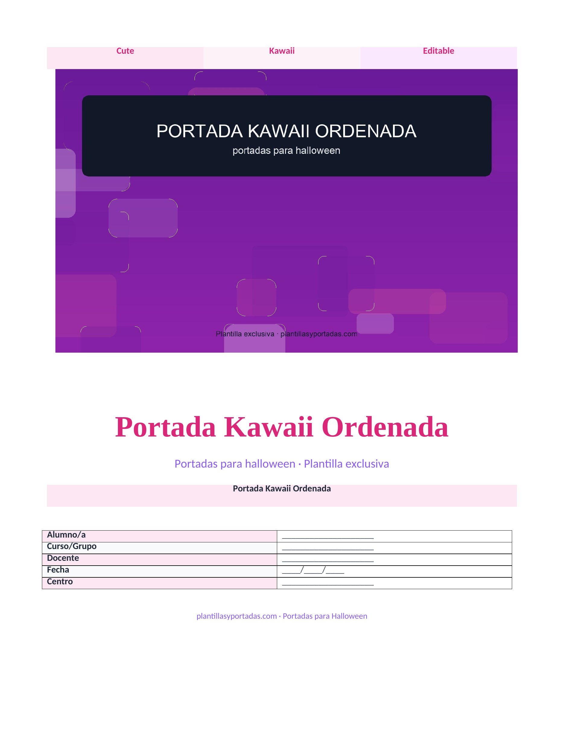 Portadas para Halloween Portada Kawaii Ordenada