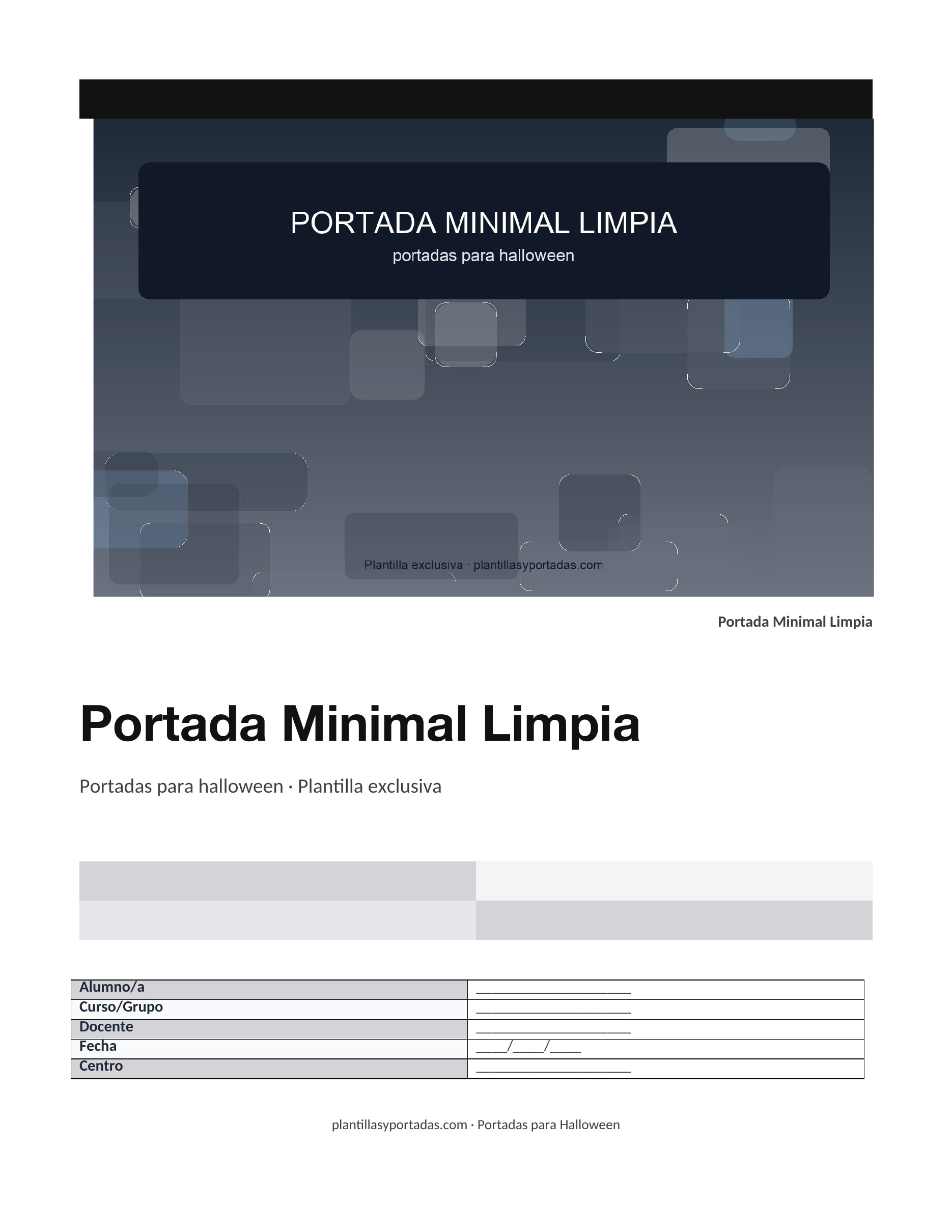 Portadas para Halloween Portada Minimal Limpia