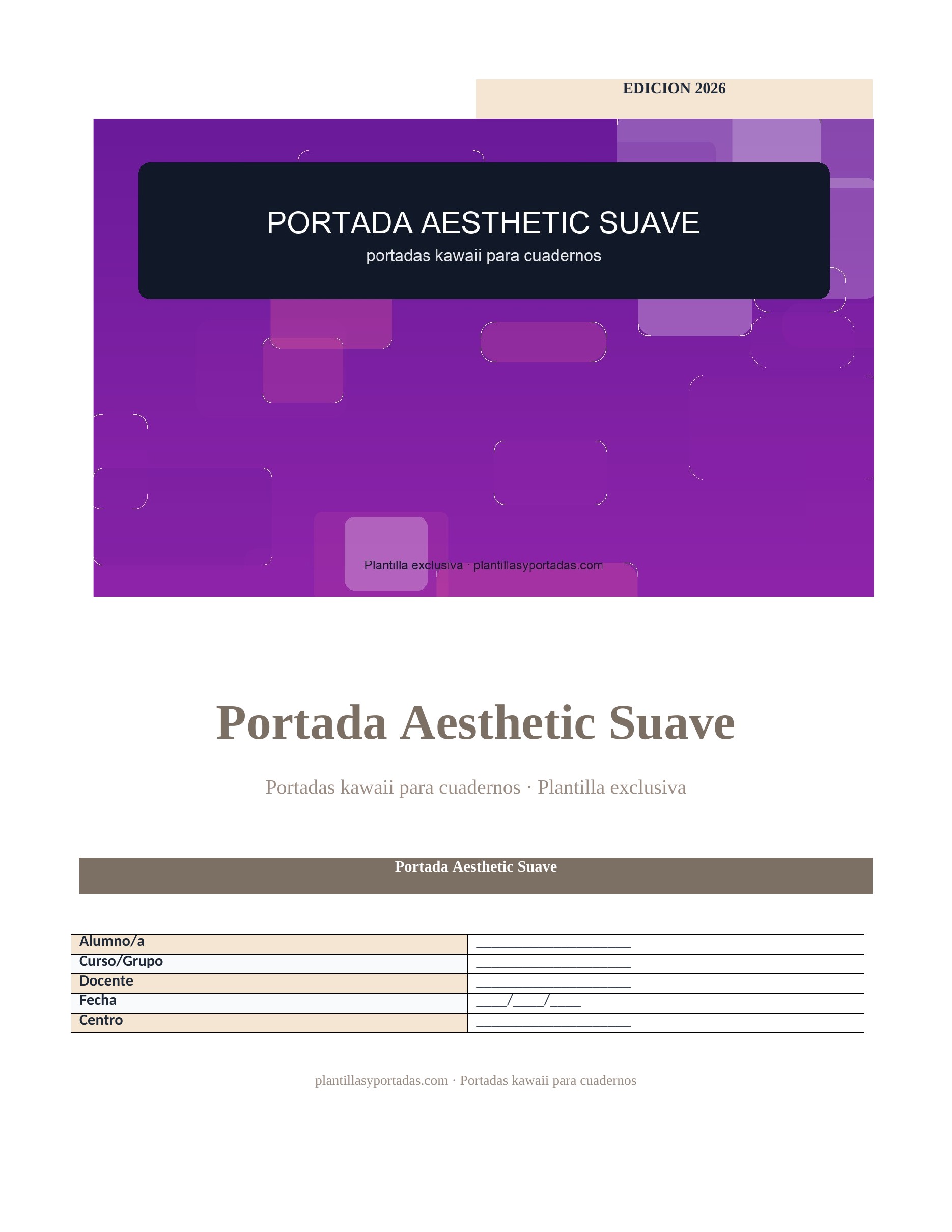 Portadas kawaii para cuadernos Portada Aesthetic Suave