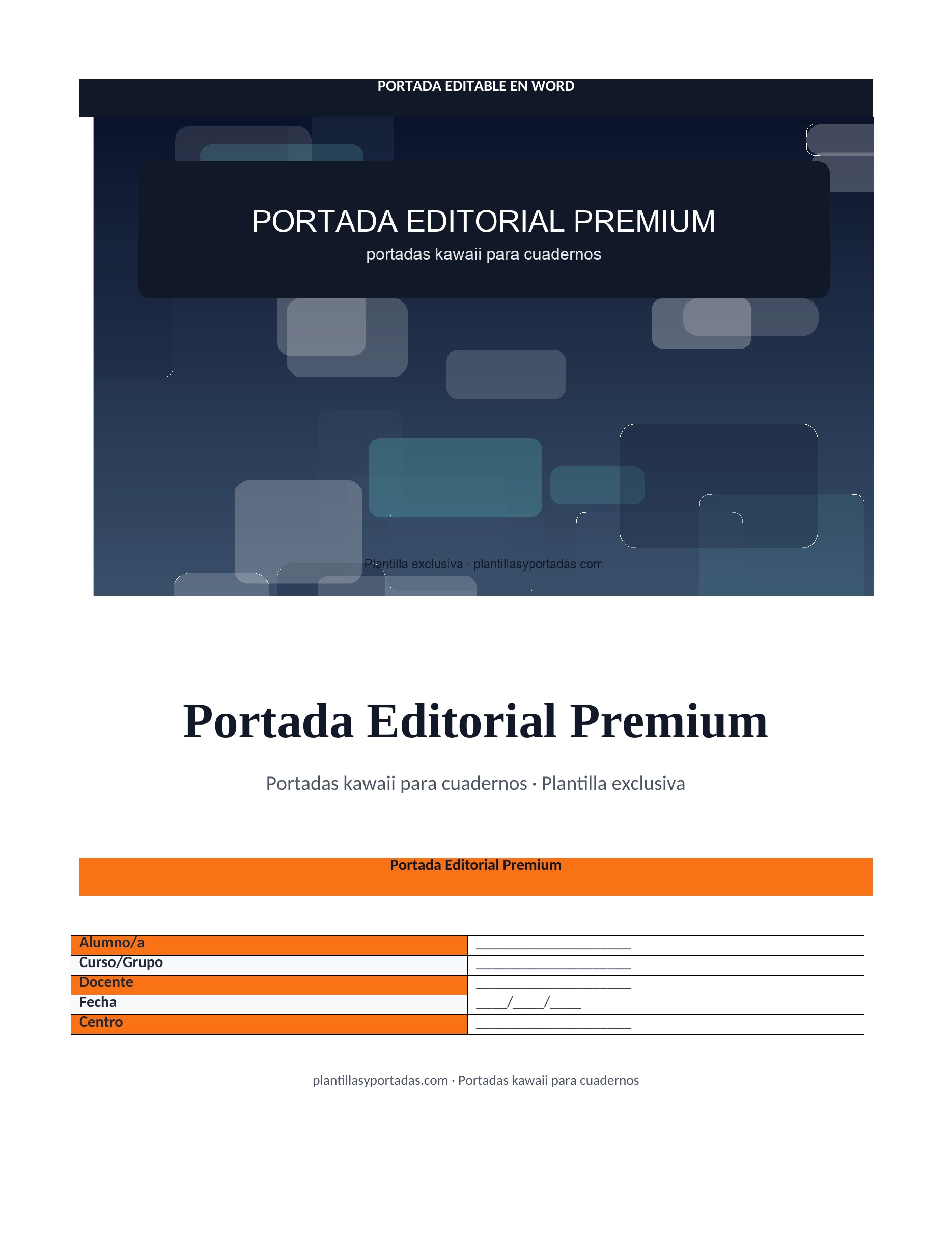 Portadas kawaii para cuadernos Portada Editorial Premium