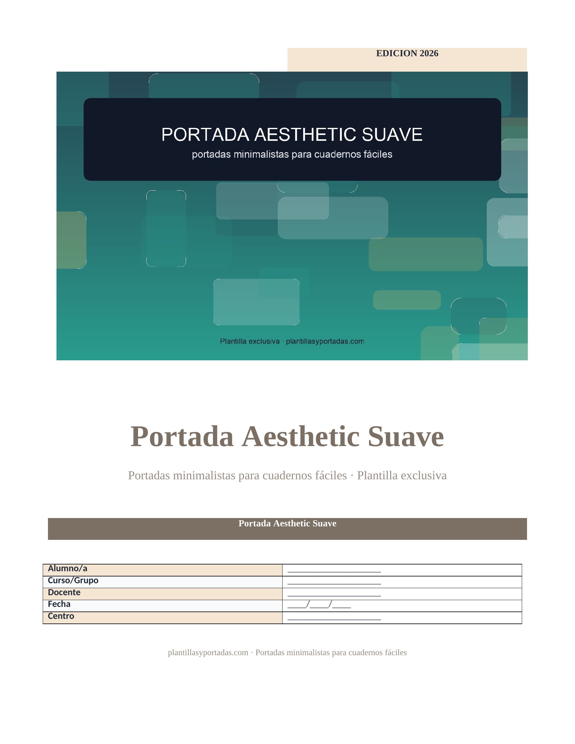 Portadas minimalistas para cuadernos fáciles Portada Aesthetic Suave