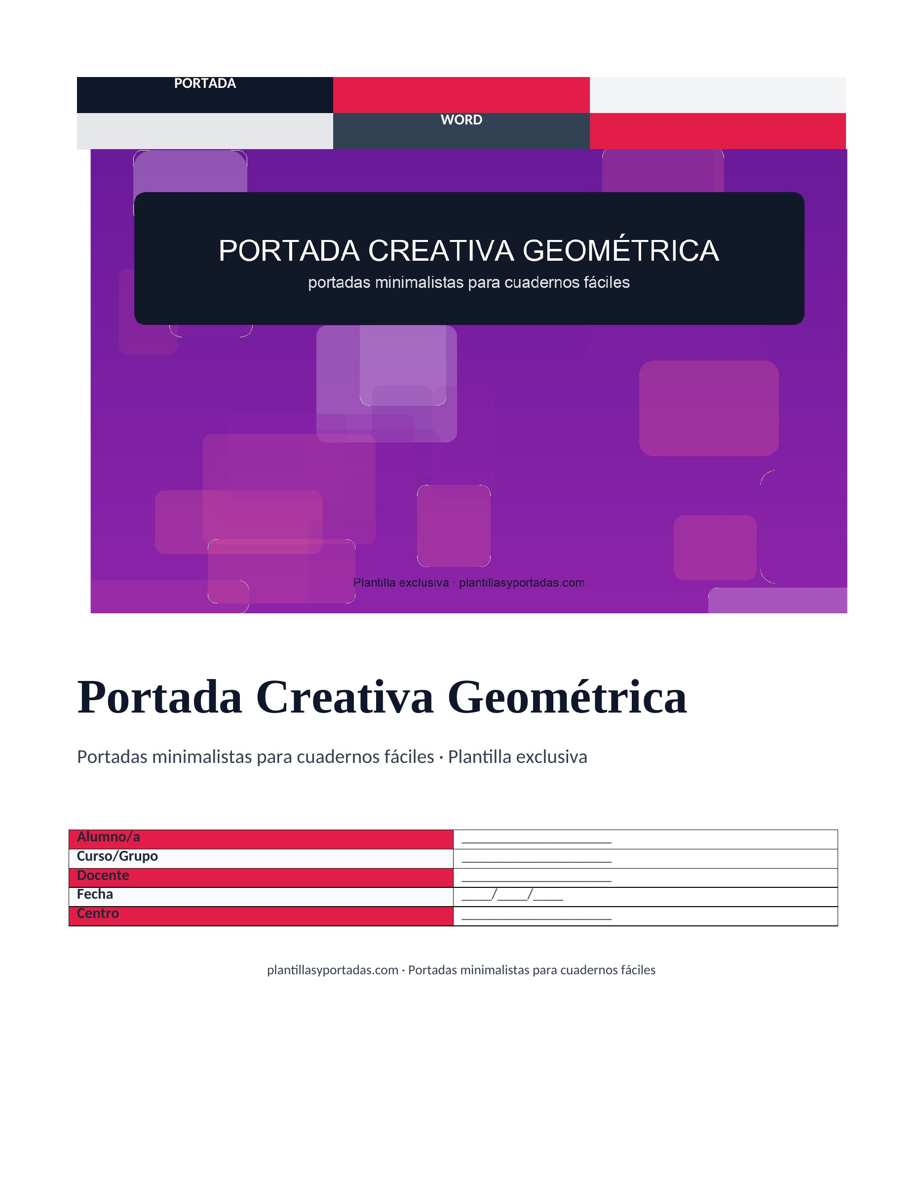 Portadas minimalistas para cuadernos fáciles Portada Creativa Geométrica