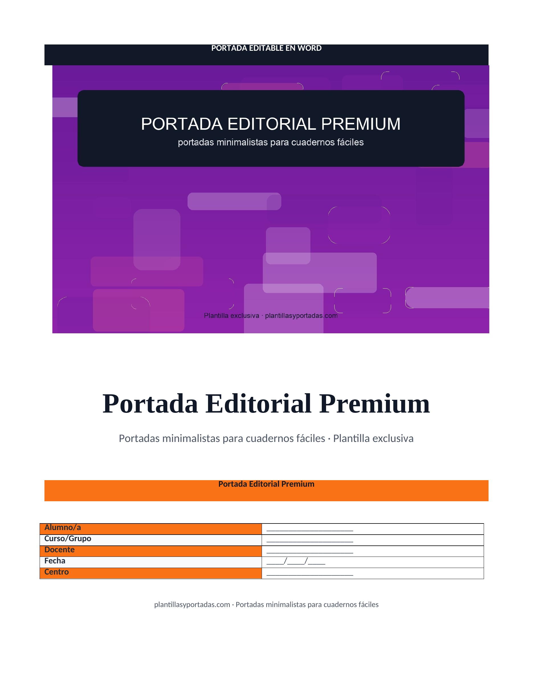 Portadas minimalistas para cuadernos fáciles Portada Editorial Premium