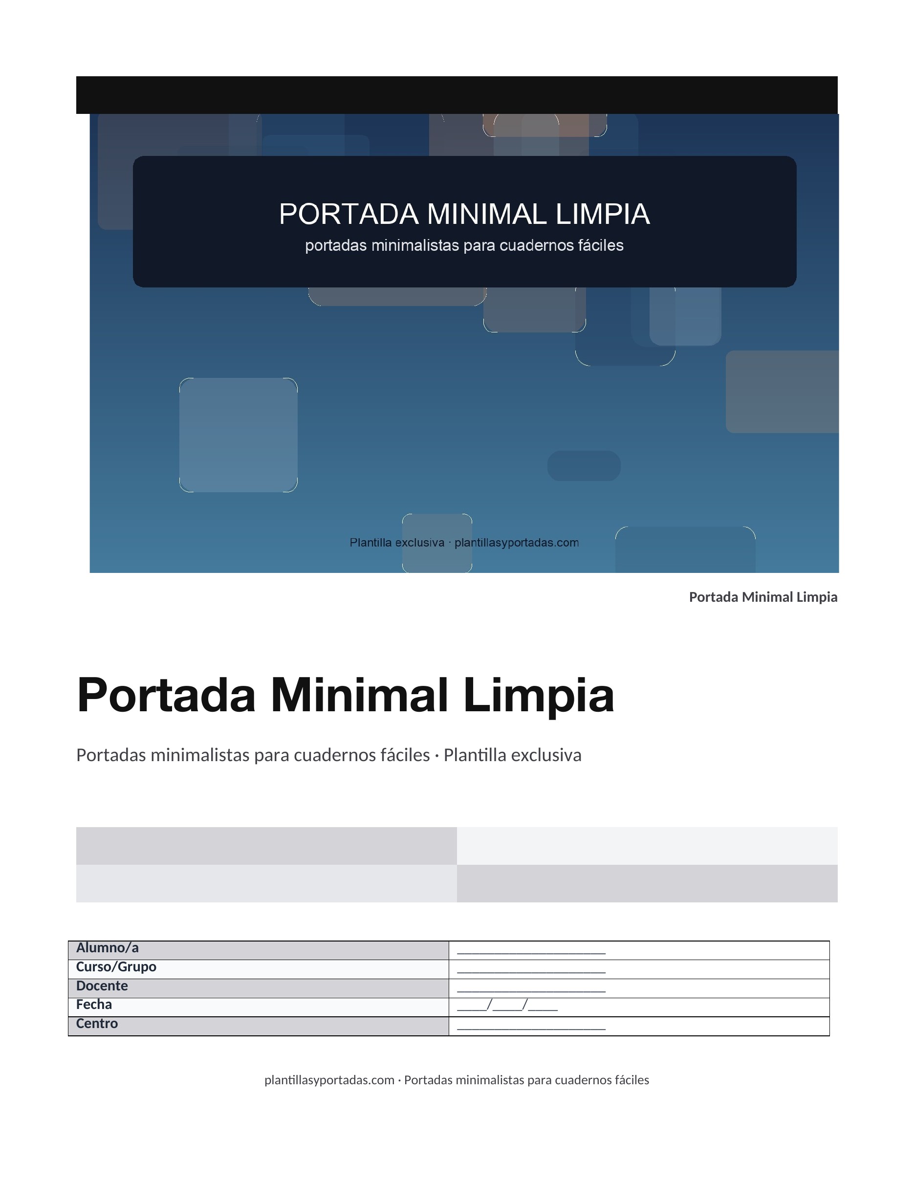 Portadas minimalistas para cuadernos fáciles Portada Minimal Limpia