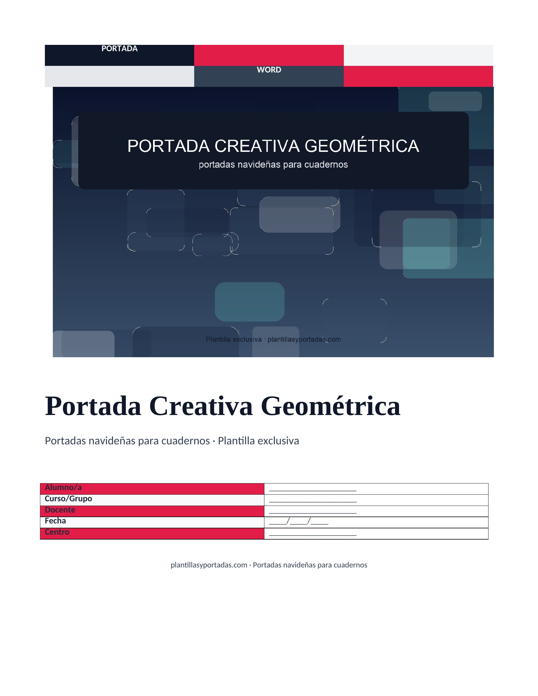 Portadas navideñas para cuadernos Portada Creativa Geométrica