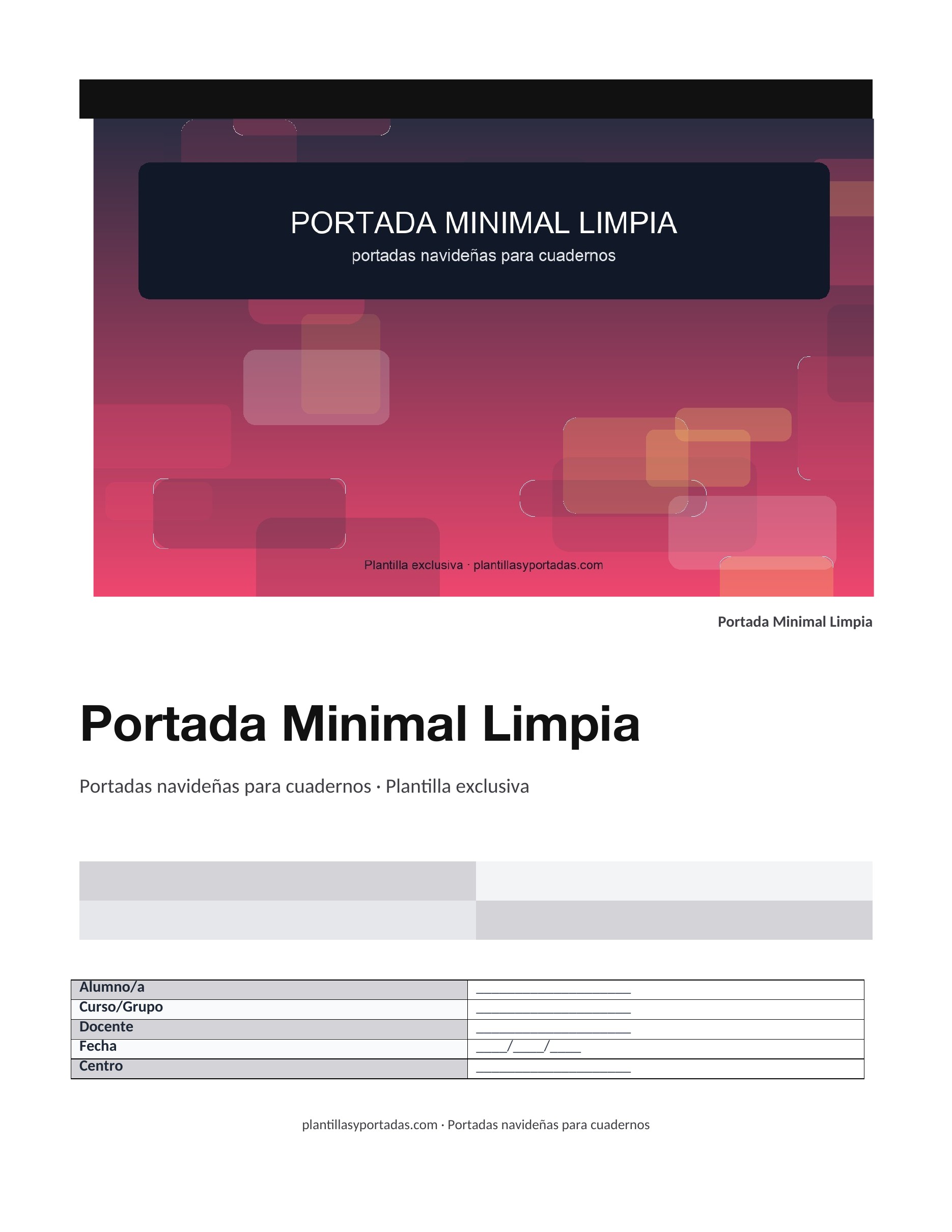 Portadas navideñas para cuadernos Portada Minimal Limpia