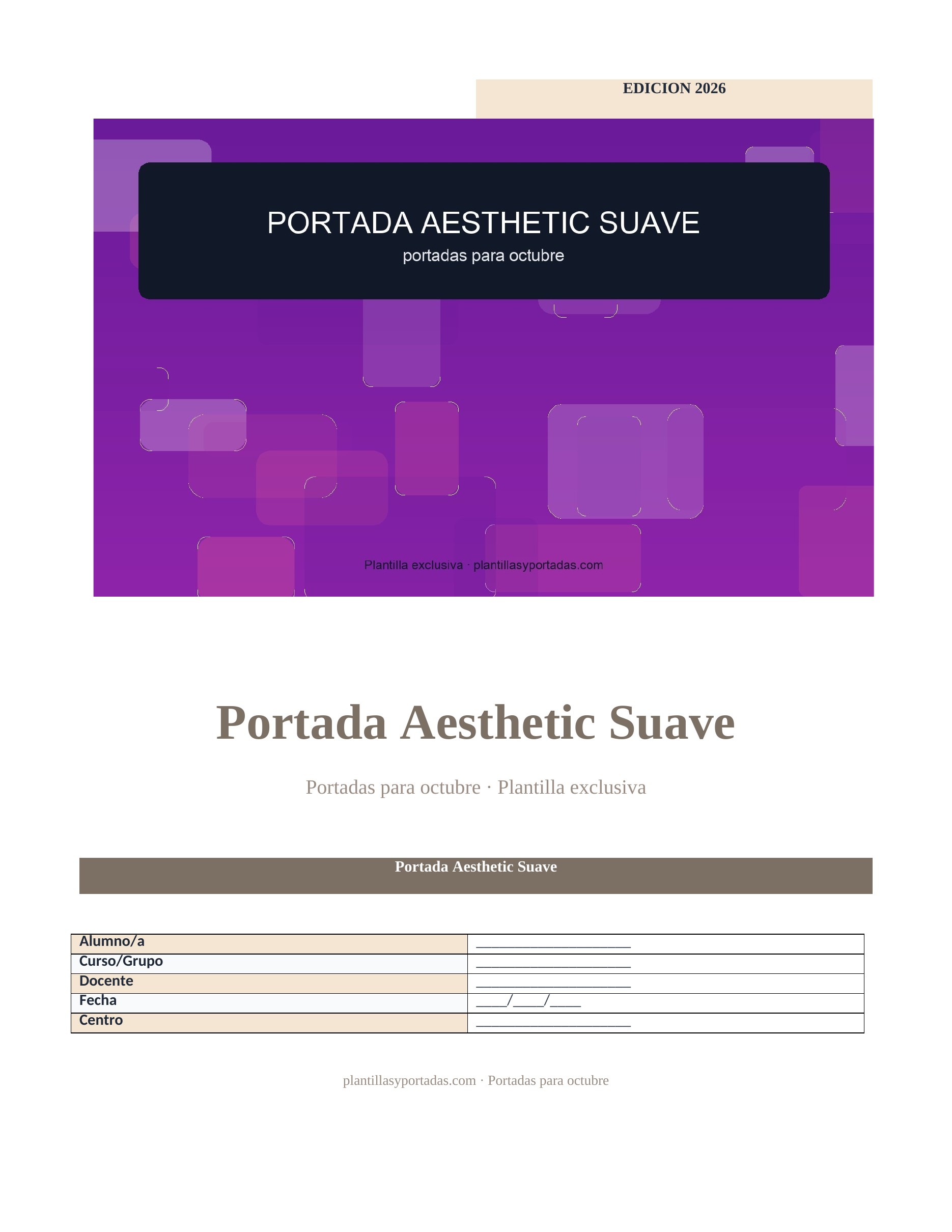 Portadas para octubre Portada Aesthetic Suave