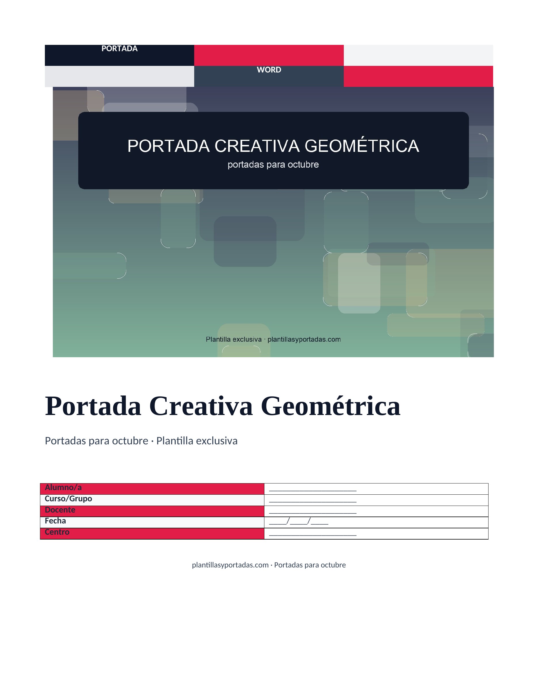Portadas para octubre Portada Creativa Geométrica