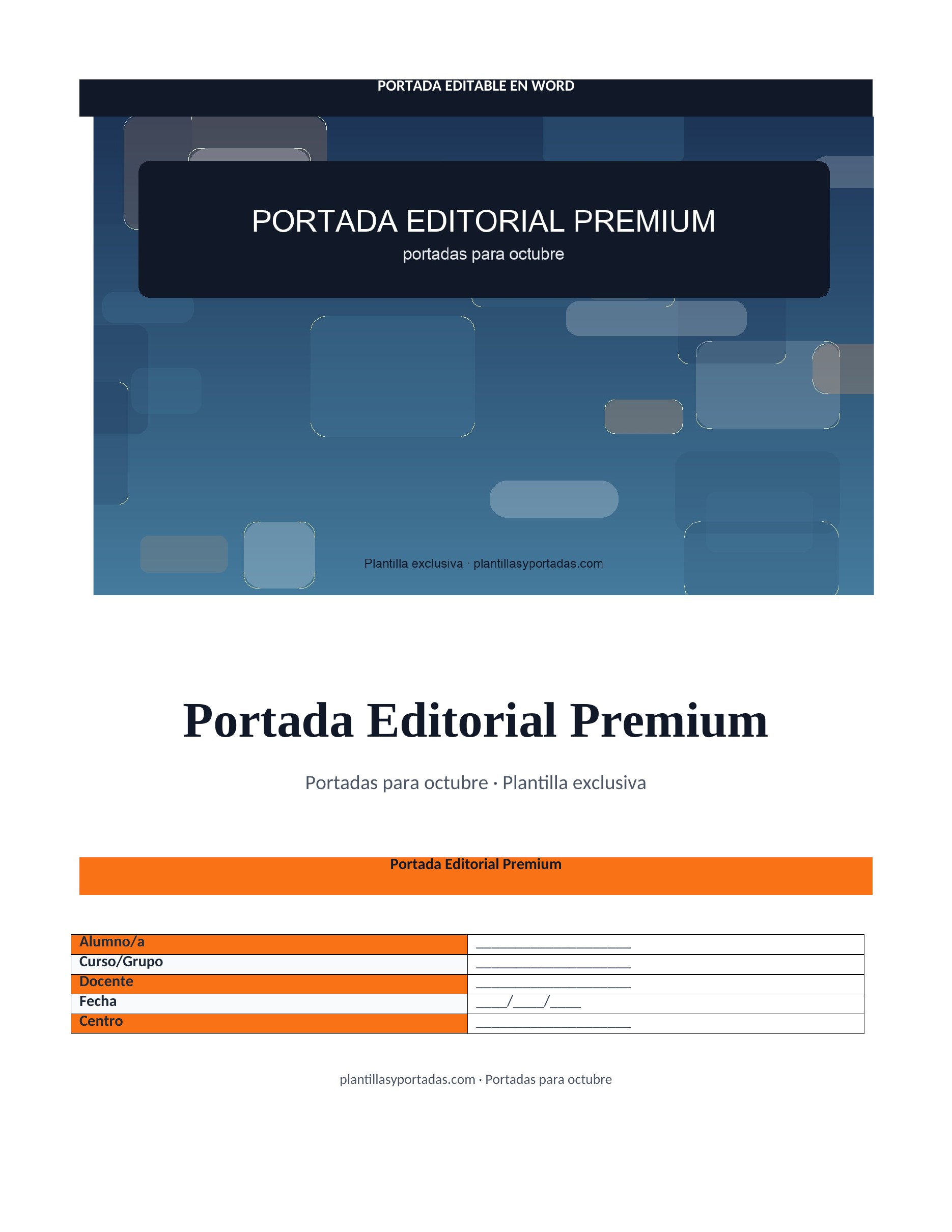 Portadas para octubre Portada Editorial Premium