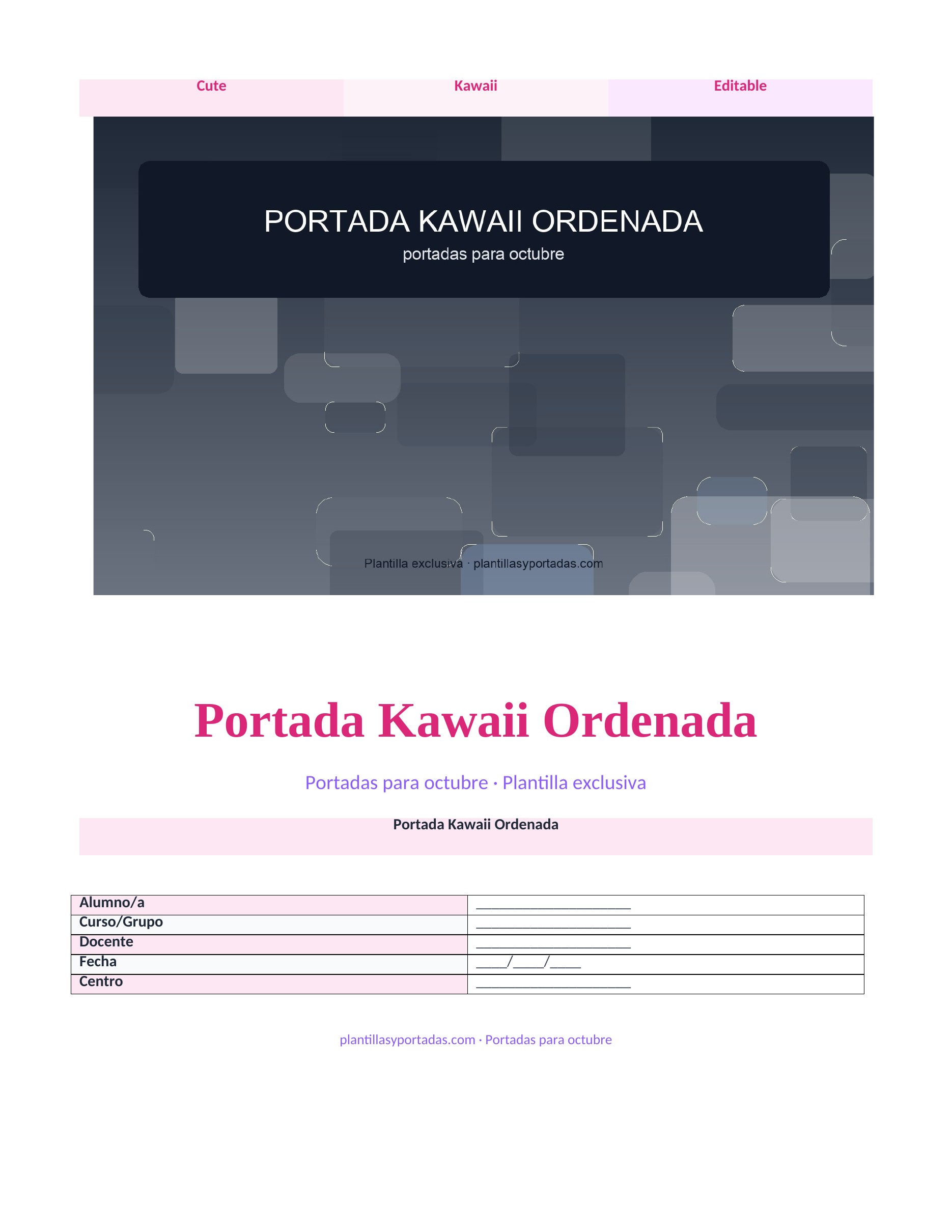Portadas para octubre Portada Kawaii Ordenada