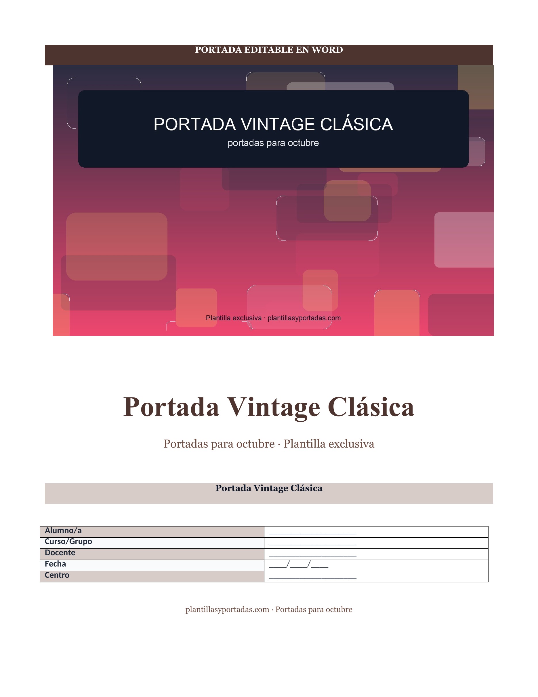 Portadas para octubre Portada Vintage Clásica