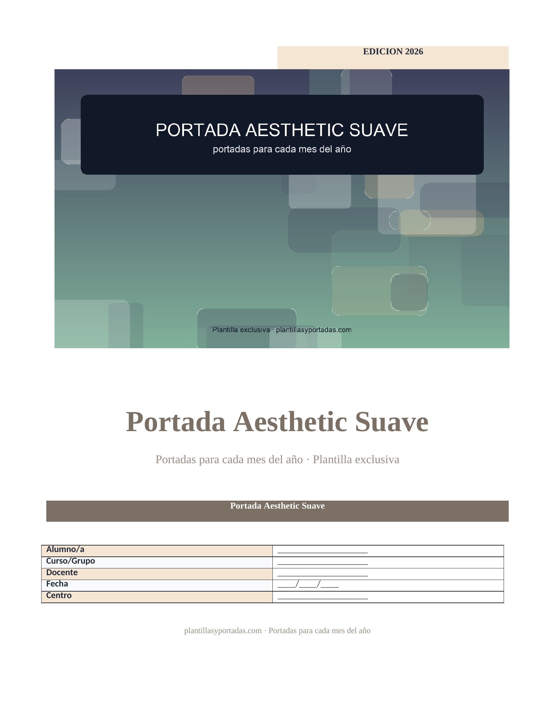 Portadas para cada mes del año Portada Aesthetic Suave
