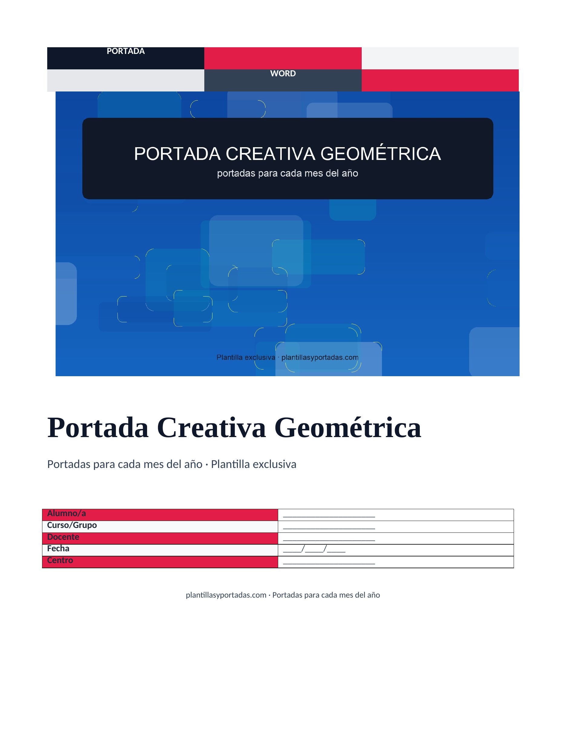 Portadas para cada mes del año Portada Creativa Geométrica