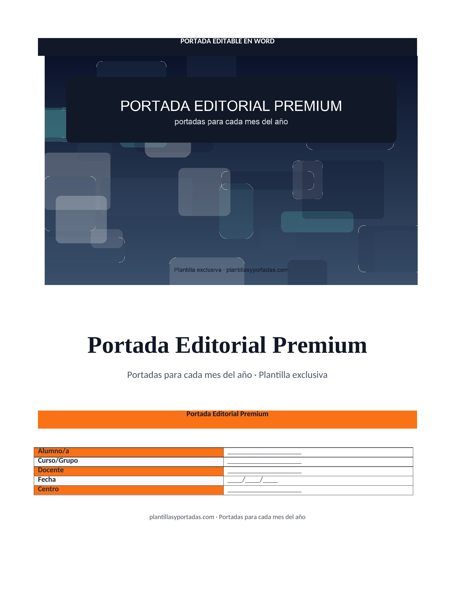 Portadas para cada mes del año Portada Editorial Premium