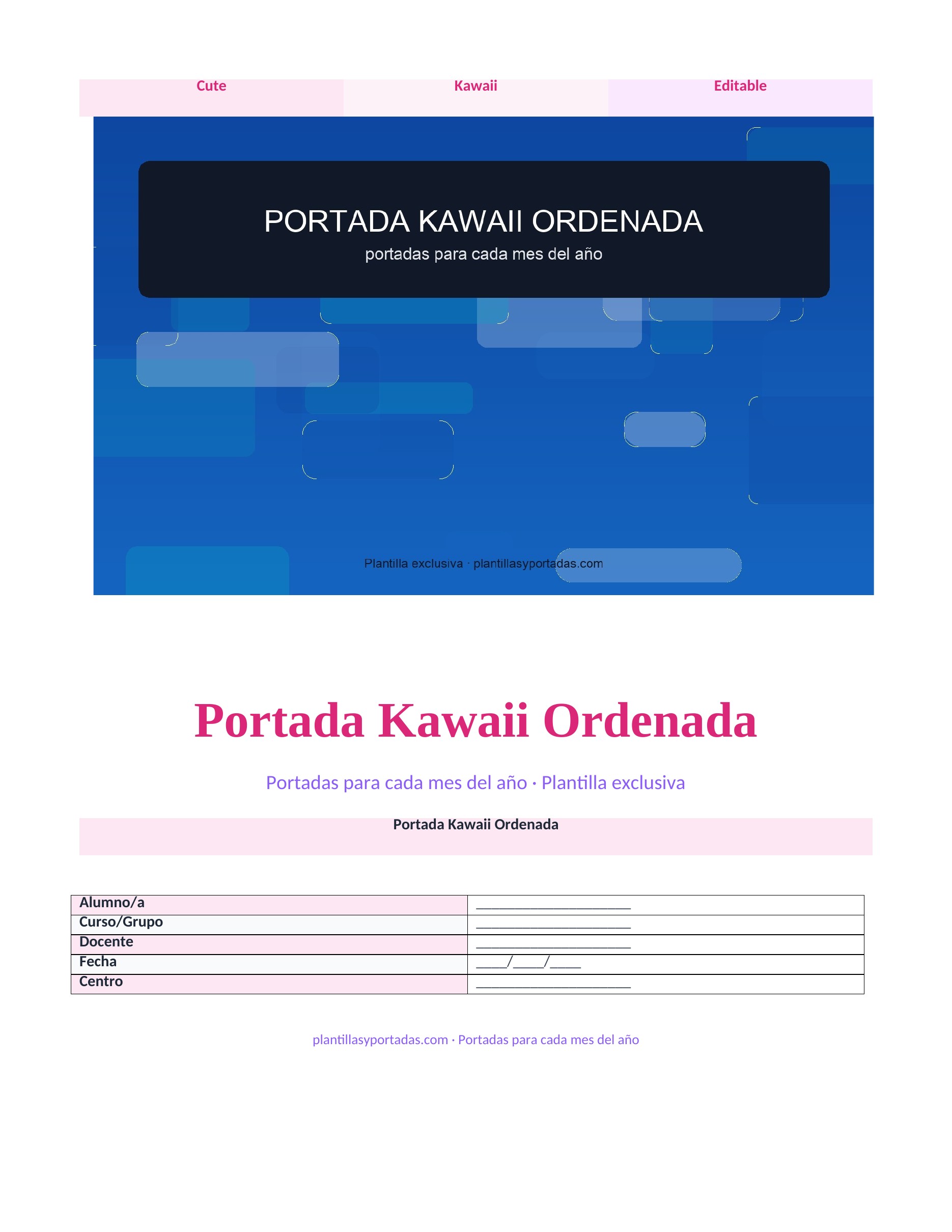 Portadas para cada mes del año Portada Kawaii Ordenada
