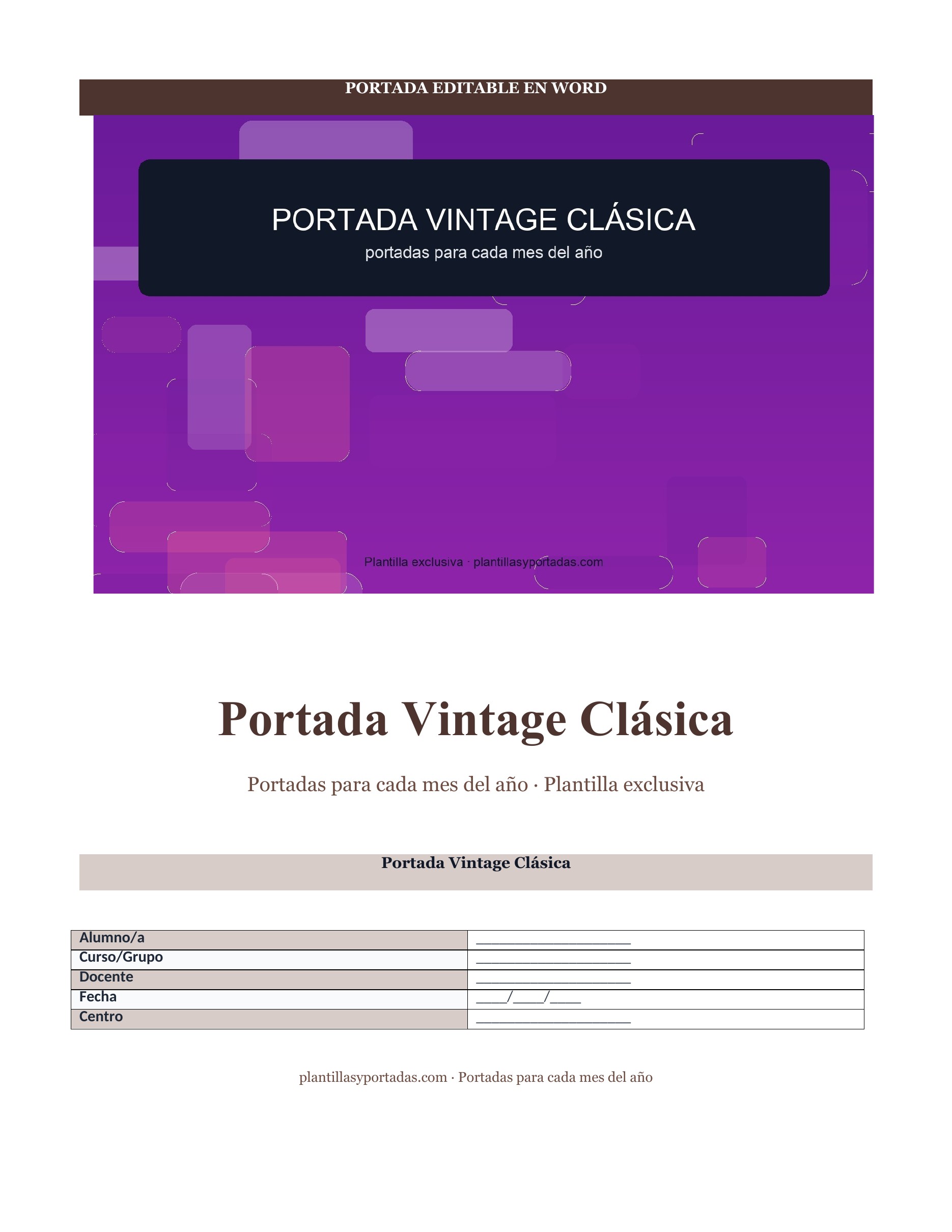 Portadas para cada mes del año Portada Vintage Clásica