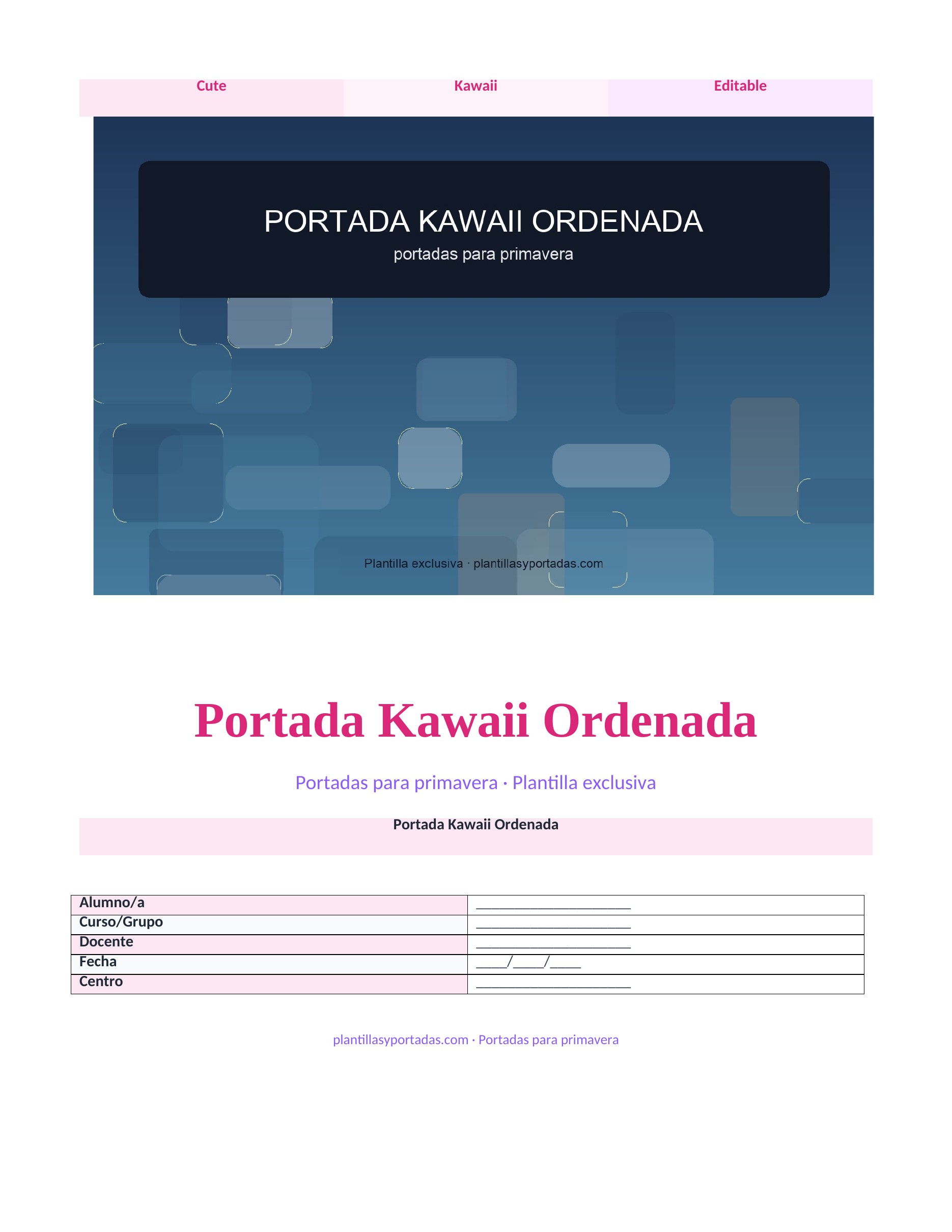 Portadas para primavera Portada Kawaii Ordenada