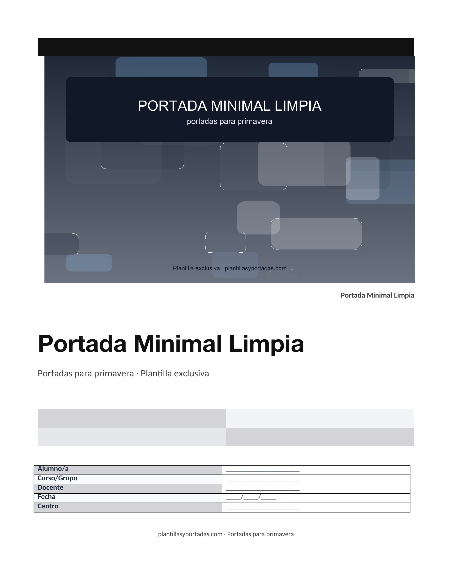 Portadas para primavera Portada Minimal Limpia