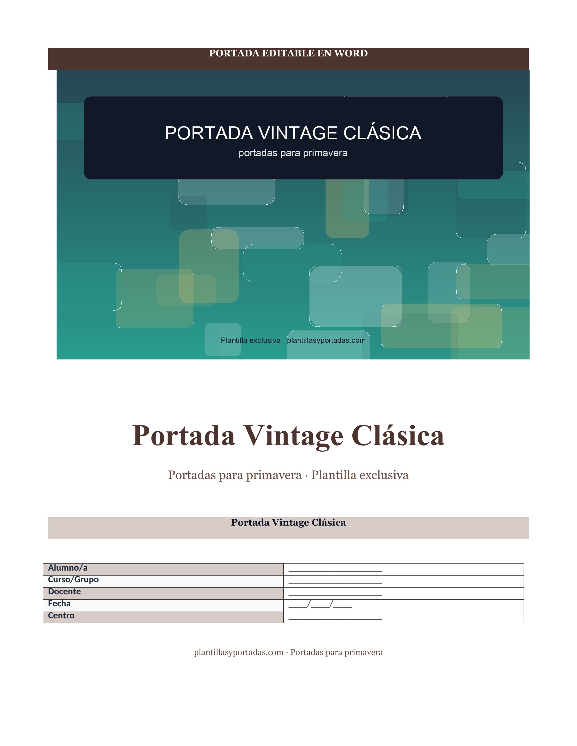 Portadas para primavera Portada Vintage Clásica