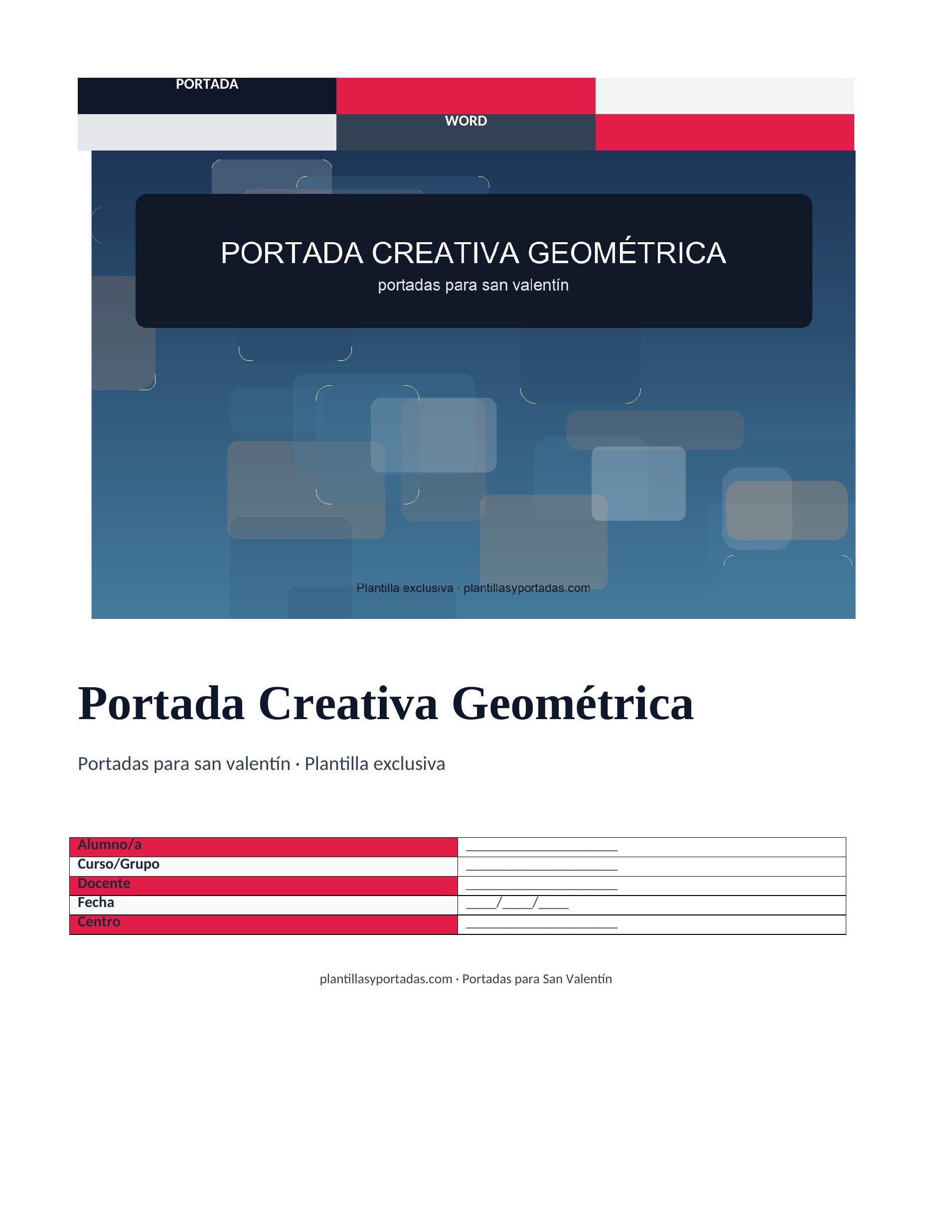 Portadas para San Valentín Portada Creativa Geométrica