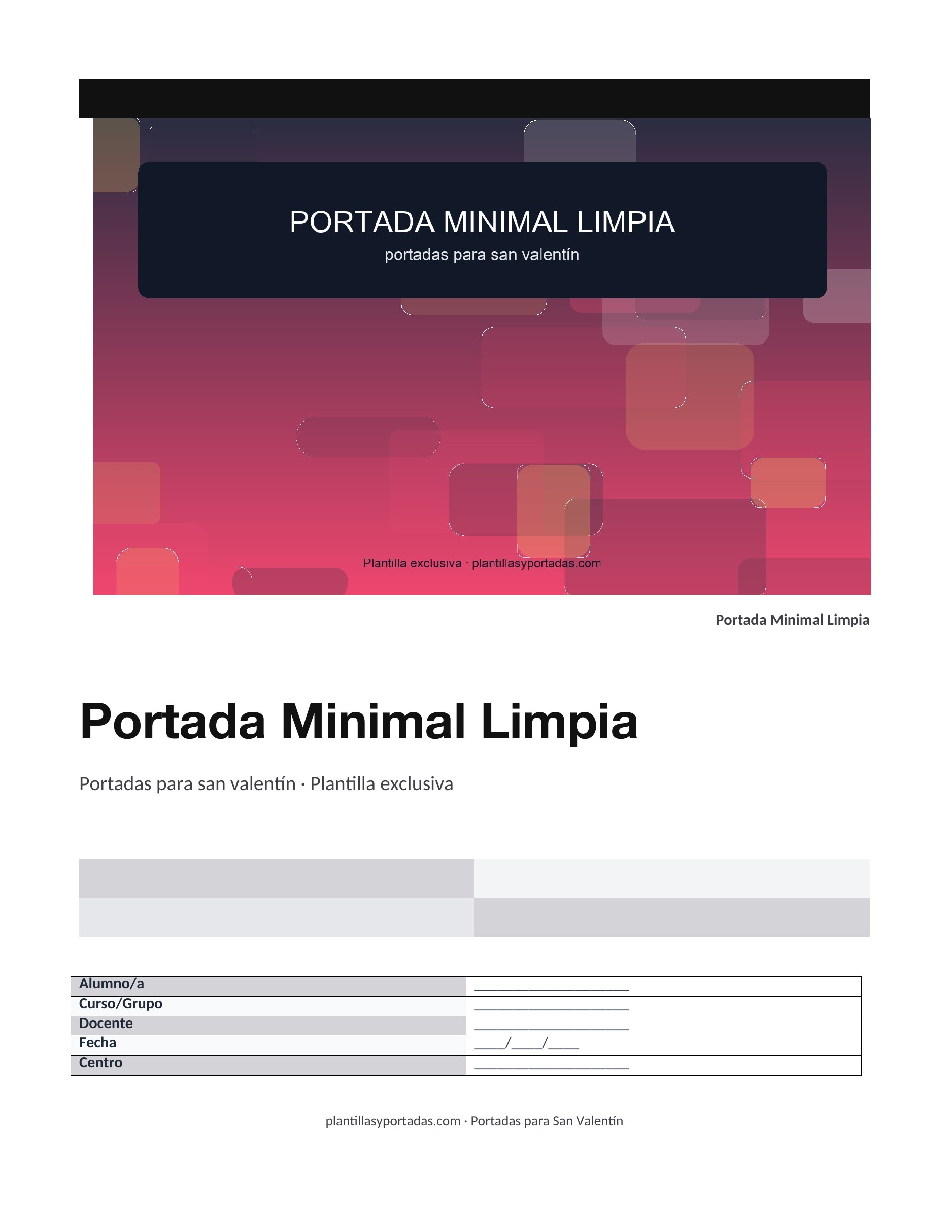 Portadas para San Valentín Portada Minimal Limpia