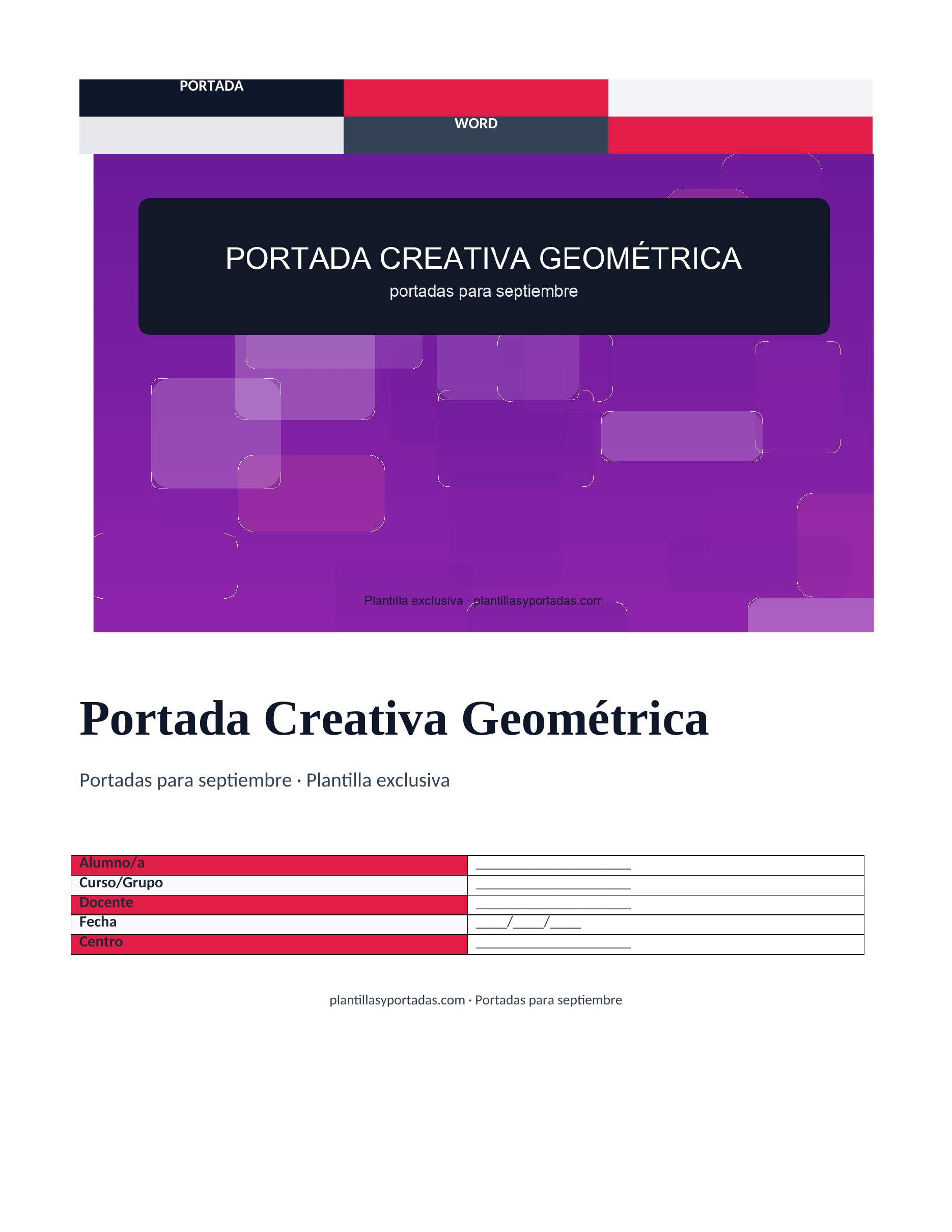 Portadas para septiembre Portada Creativa Geométrica