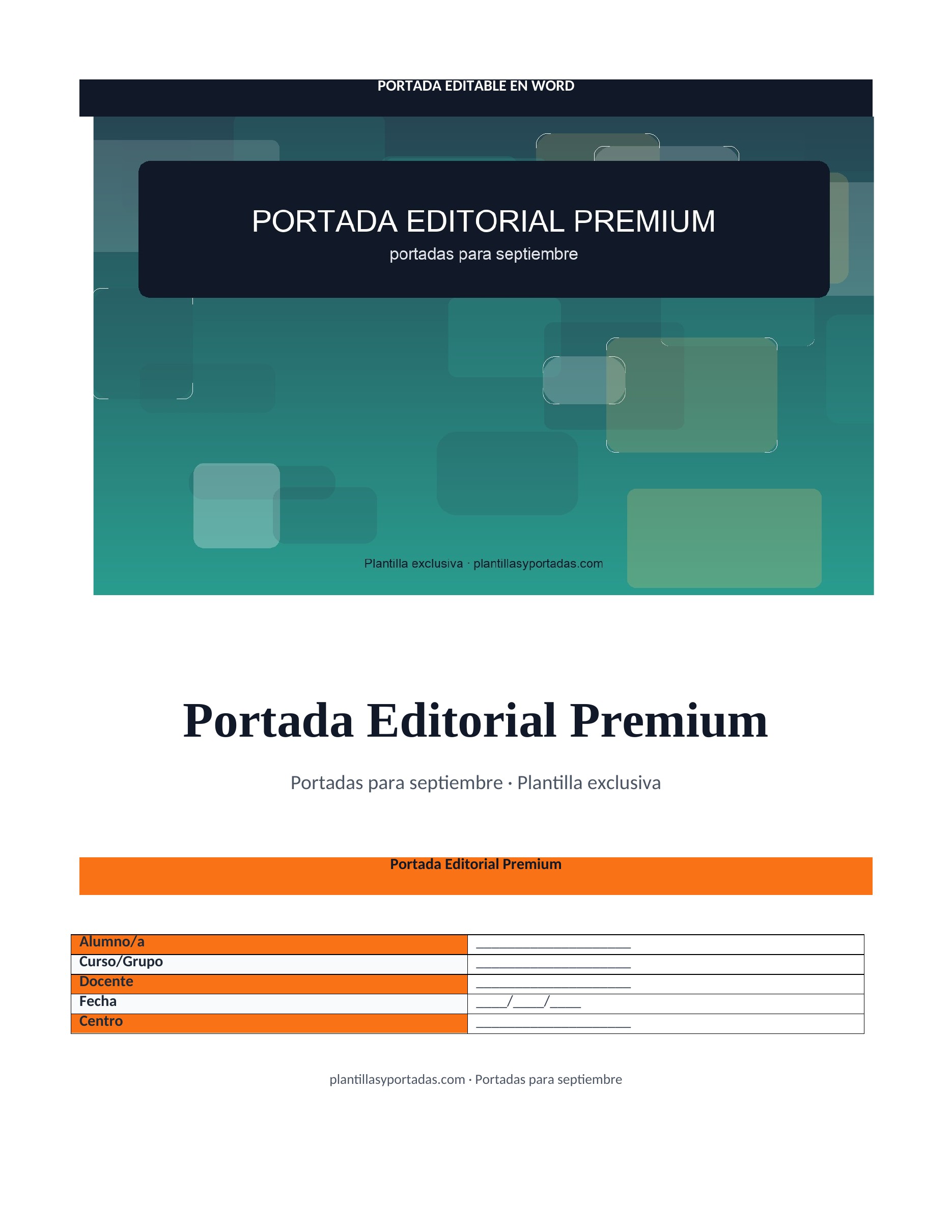 Portadas para septiembre Portada Editorial Premium