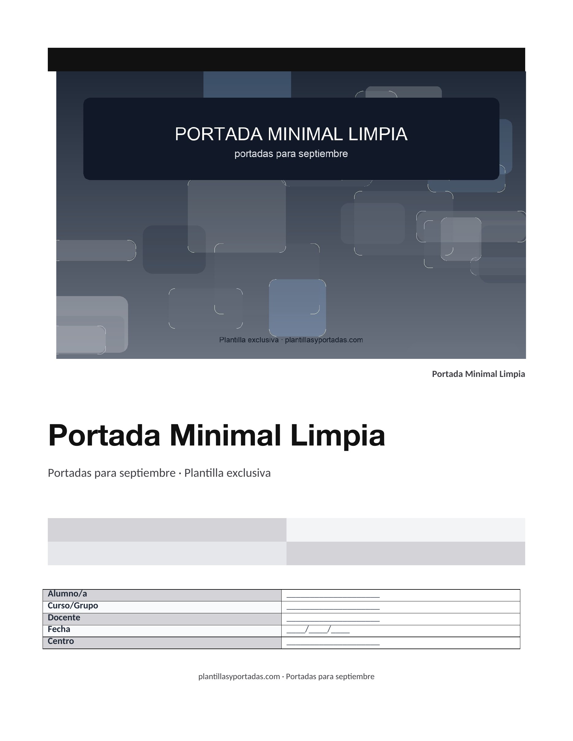 Portadas para septiembre Portada Minimal Limpia