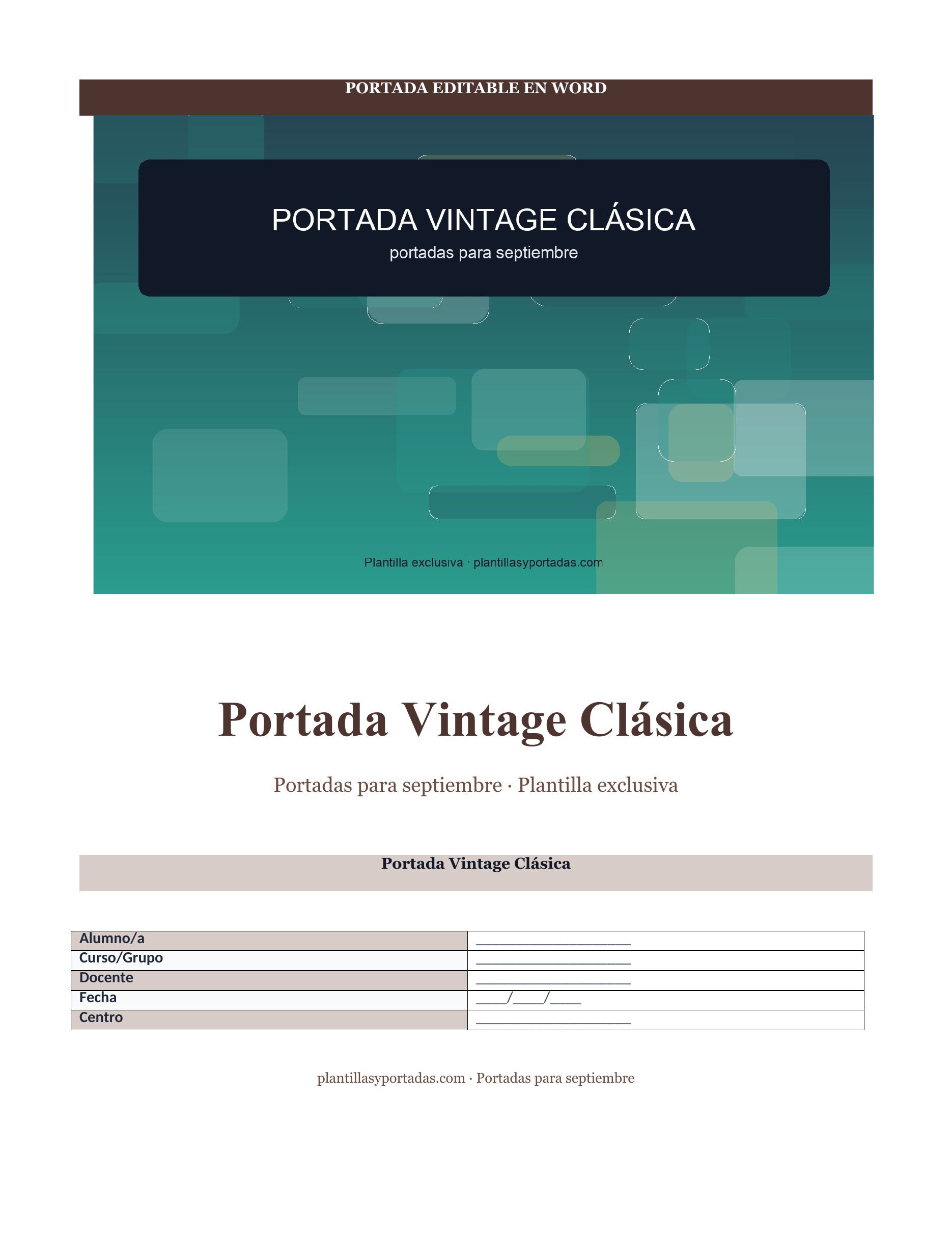 Portadas para septiembre Portada Vintage Clásica