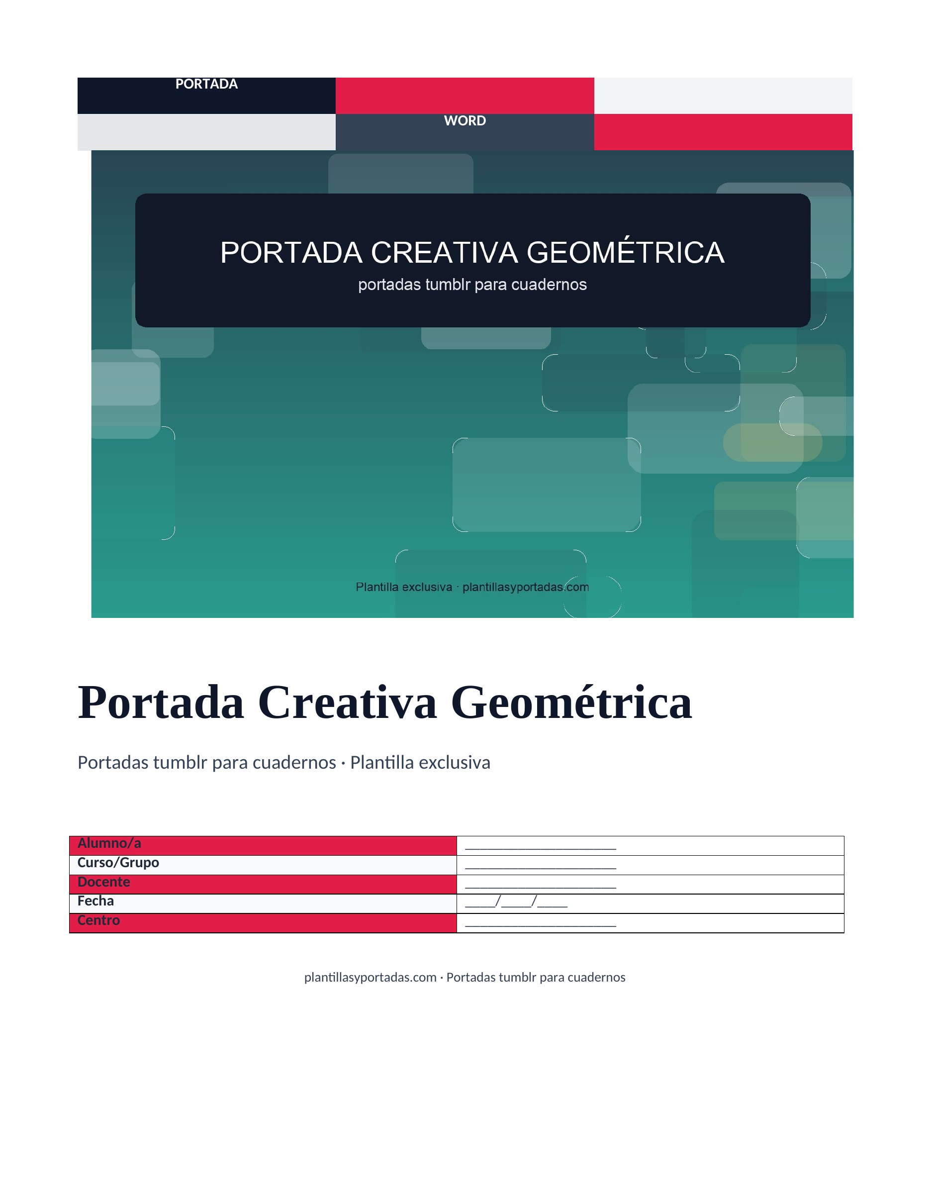 Portadas tumblr para cuadernos Portada Creativa Geométrica